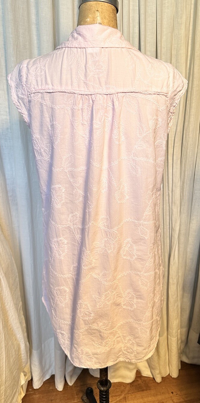 Vintage Zoey Womens Short Pale Pink Embroidered Cap sleeve Shirt Dress Sz S Used