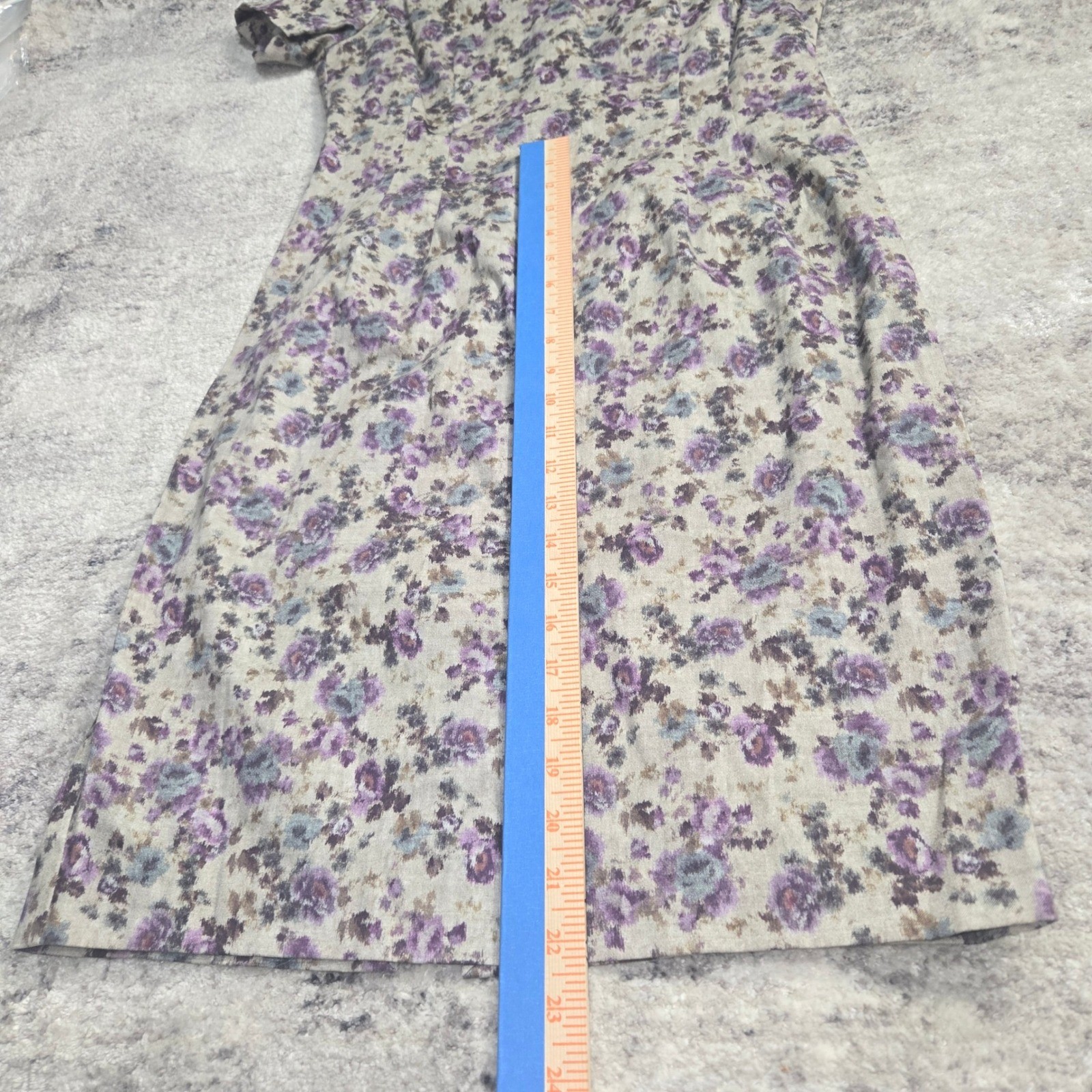 Zara Basic Floral Dress Wide Scoop Neck Cottagecore Back Slit Purple L Romantic