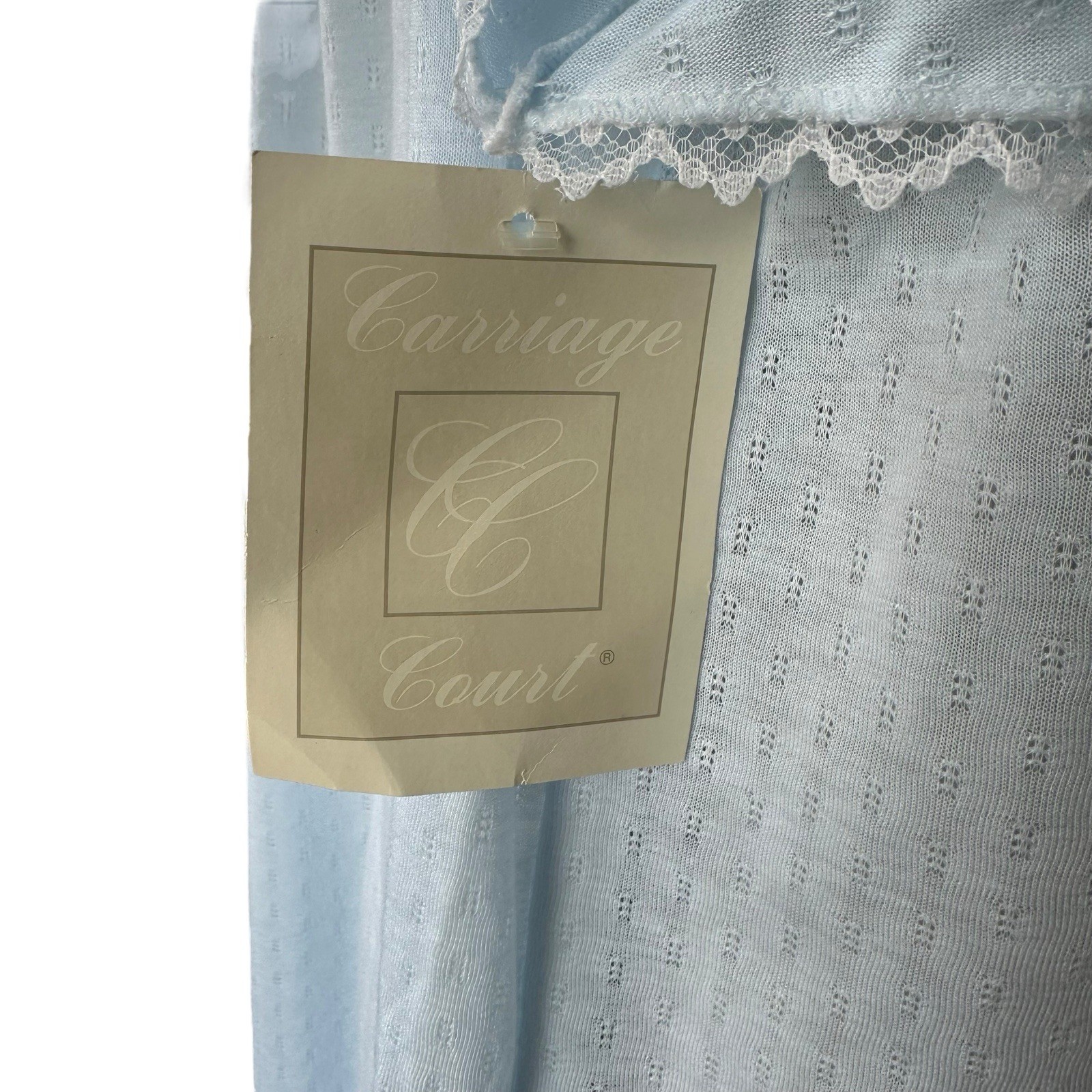 Vintage Sears Carriage Court Nightgown Blue Lace Trim Large Deadstock NWT 80s