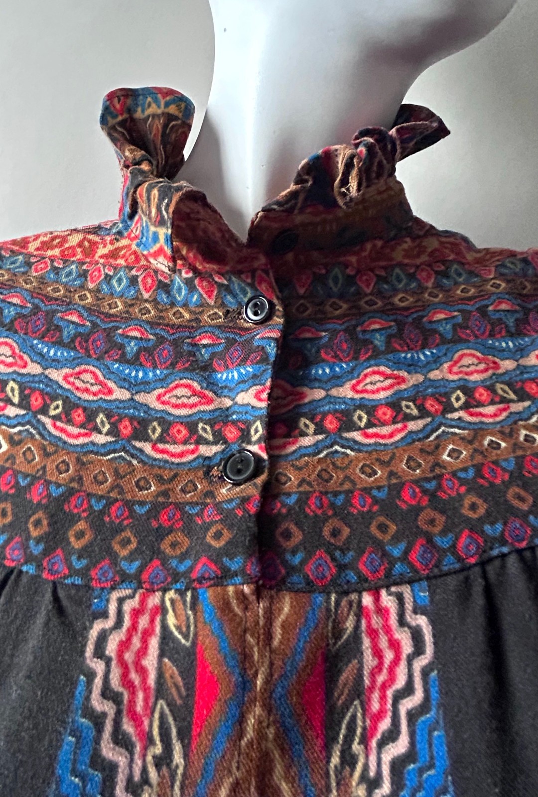 Vintage 1970s 80s Jackie Bernard EKLEKTIC Ruffle Midi Dress Boho French Country