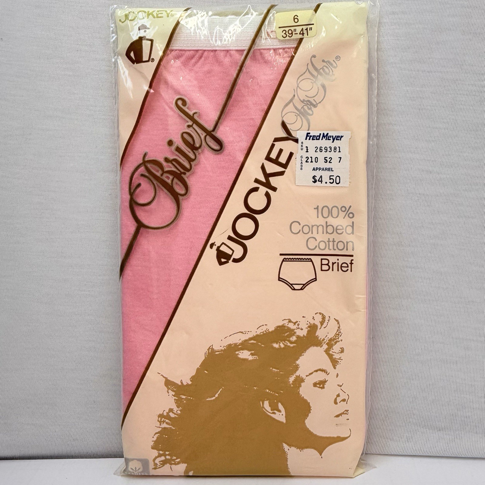 Vintage 1984 Jockey For Her Brief Panties Pink Size 6 NOS Sealed Cotton USA