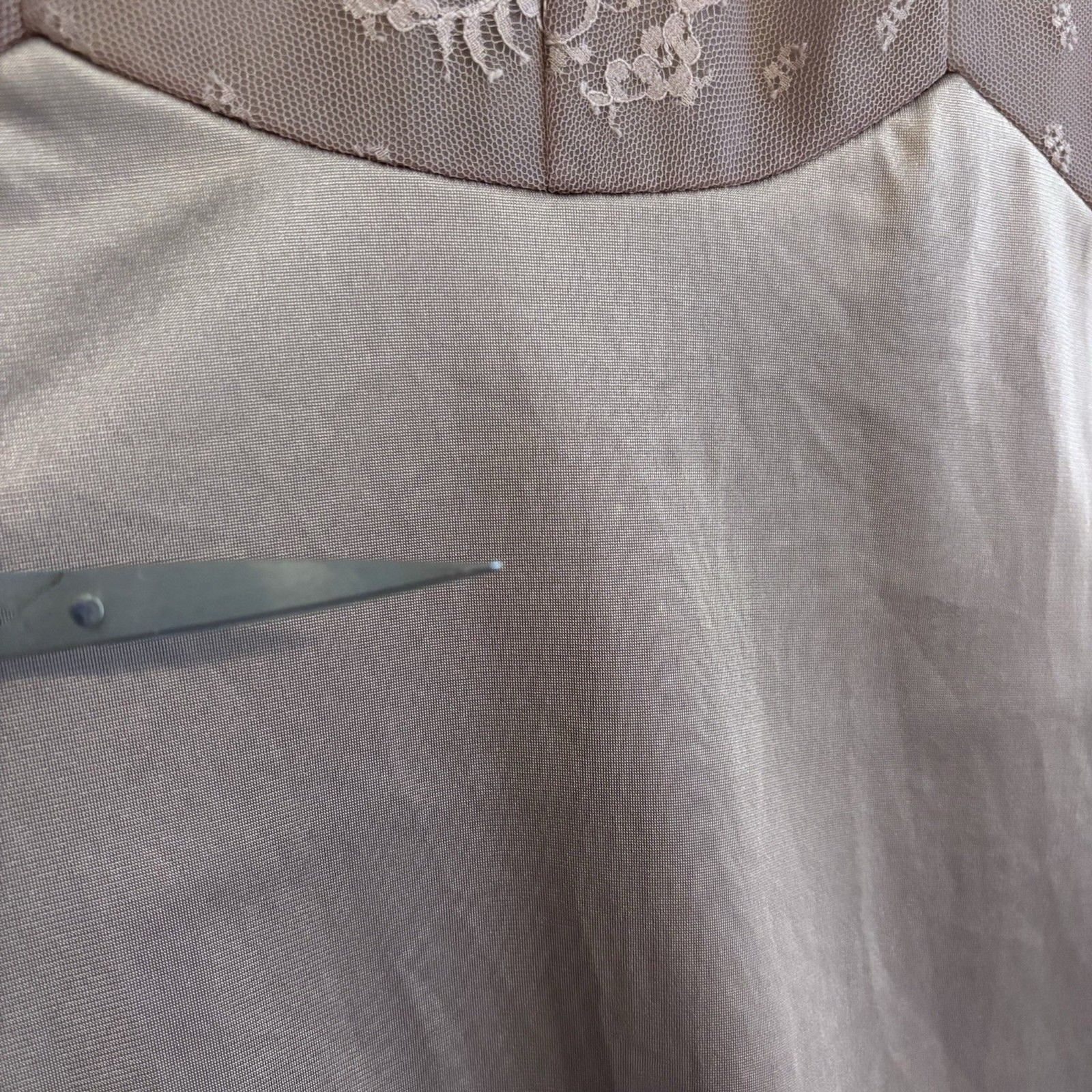 VTG Vanity Fair Mocha Brown Nylon Lace Trim Nightgown Camisole Slip Dress 32L