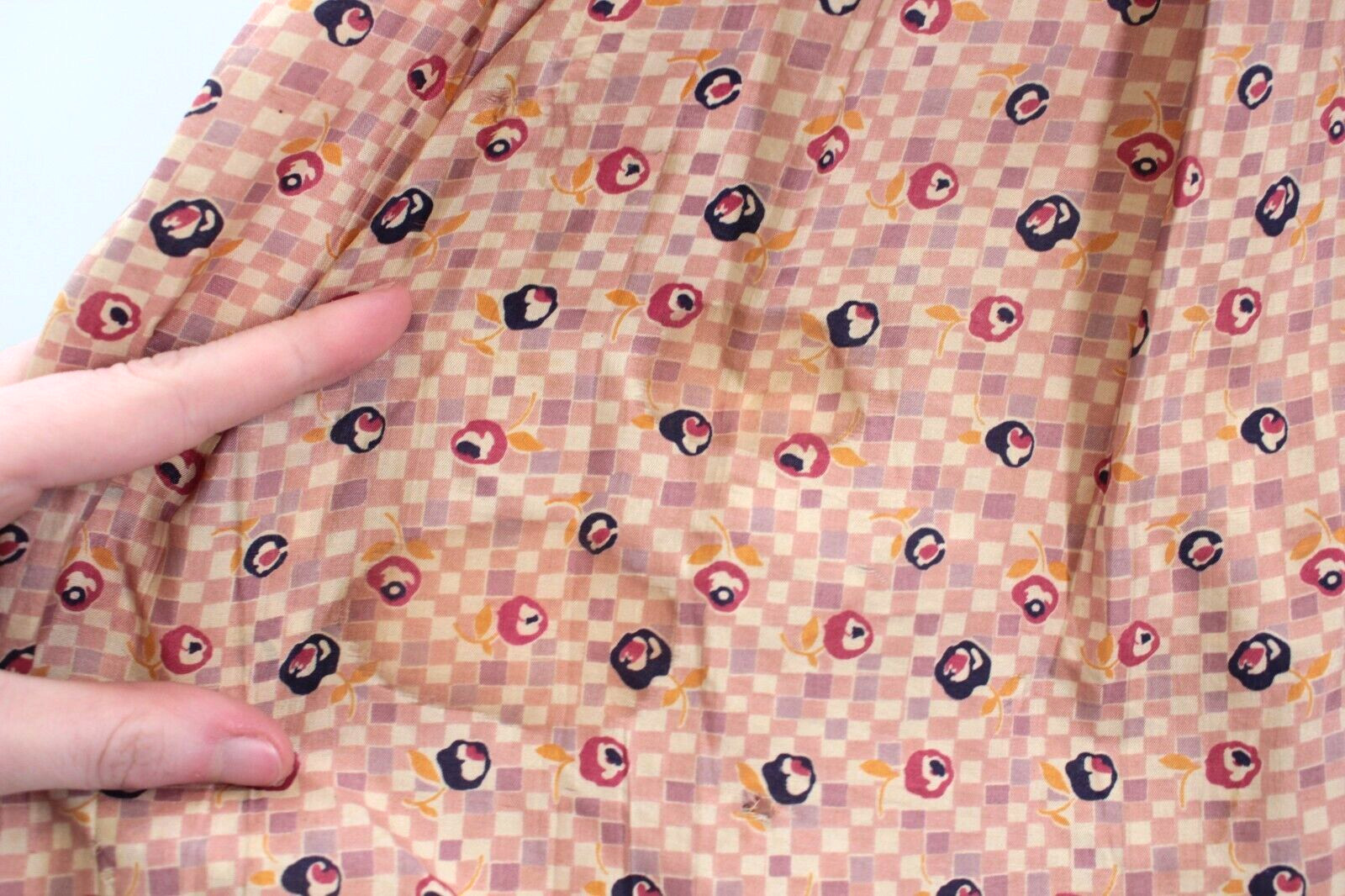 VTG Women’s 20s Tan & Peach Silk Drop Waist Dress W/ Floral Print 1920s Sz S/M
