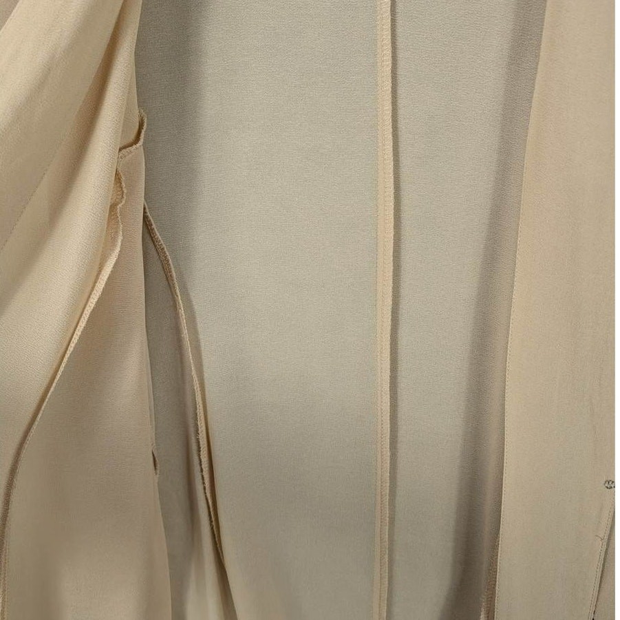 Vintage Sheer Cardigan Womens 18W Tan Jacket Long Sleeve Beaded Boho 1980s