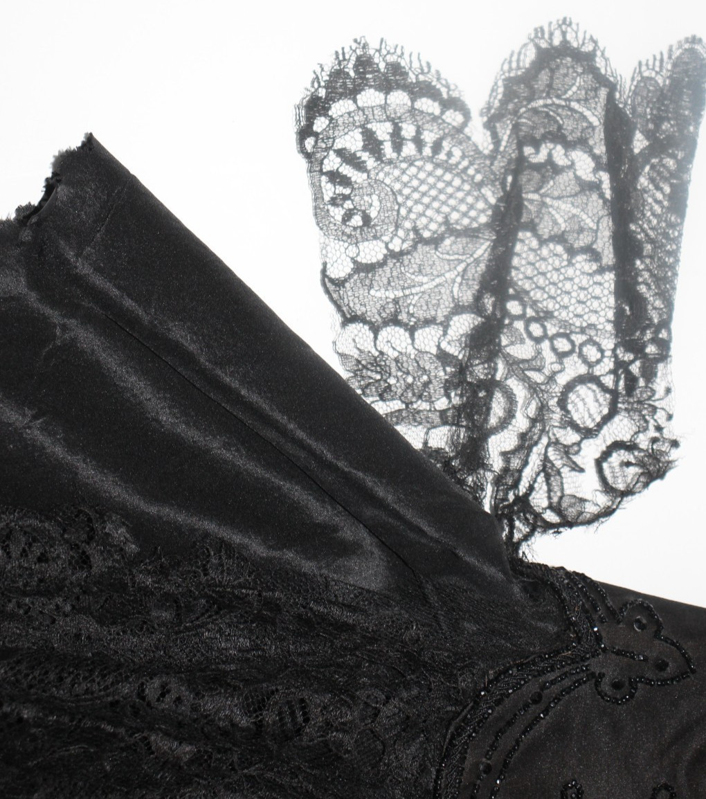 Antique Edwardian Victorian Black Mourning Cape Exquisite Design Lace Beads