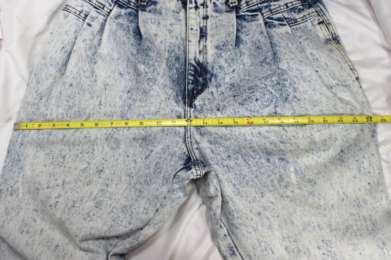 Vintage 80s Zena Acid Wash Jeans Pleated High Waist Tapered Ankle 29 x 28.5