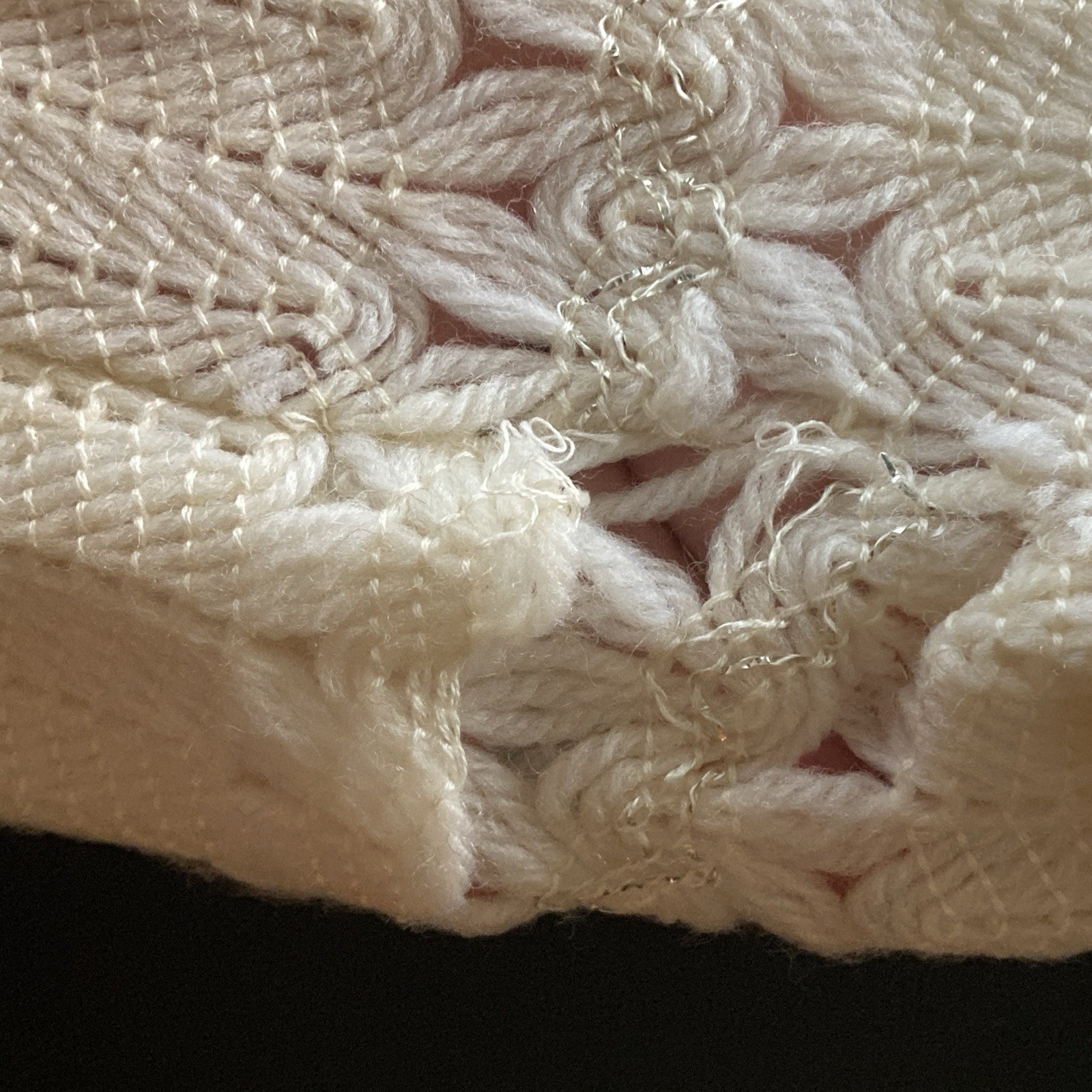 Vintage 40s 50s Ivory Crocheted Shrug Sweater Cardigan Bolero Scallop Womens