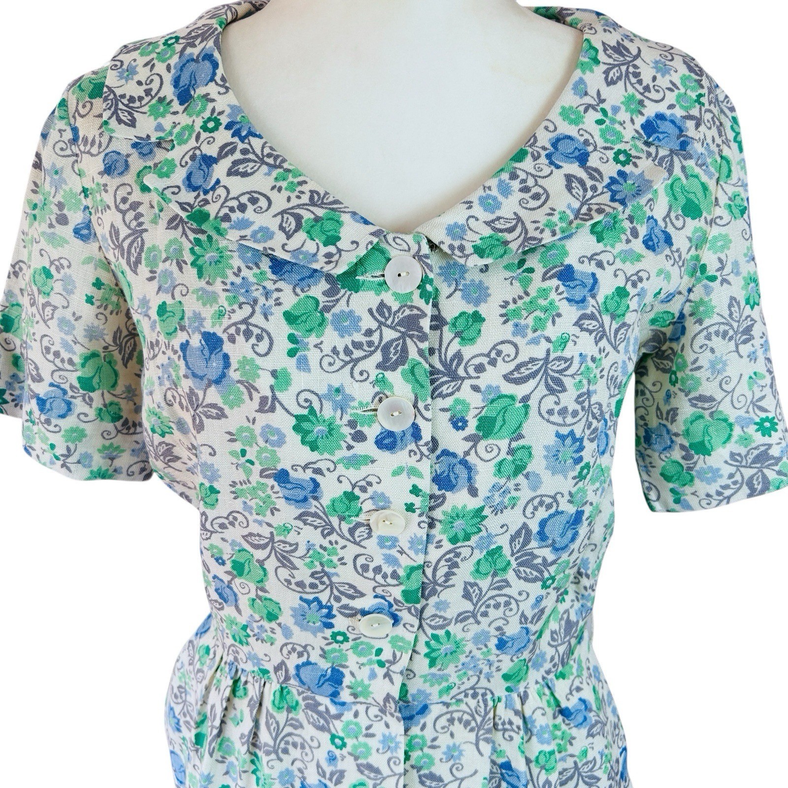 Vintage I Magnin Midi Dress Small Floral Cottage Easter Tea Party Feminine Retro