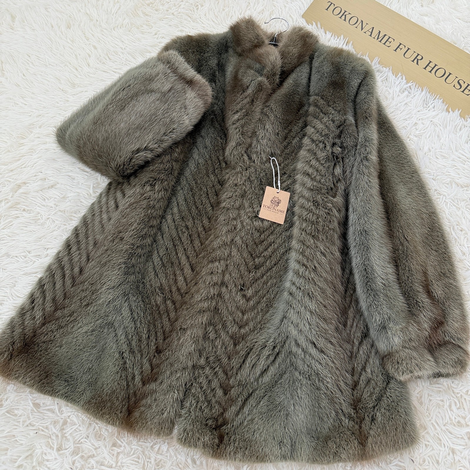 Mink Ash Green Dyed Coat Vintage Fur Japan