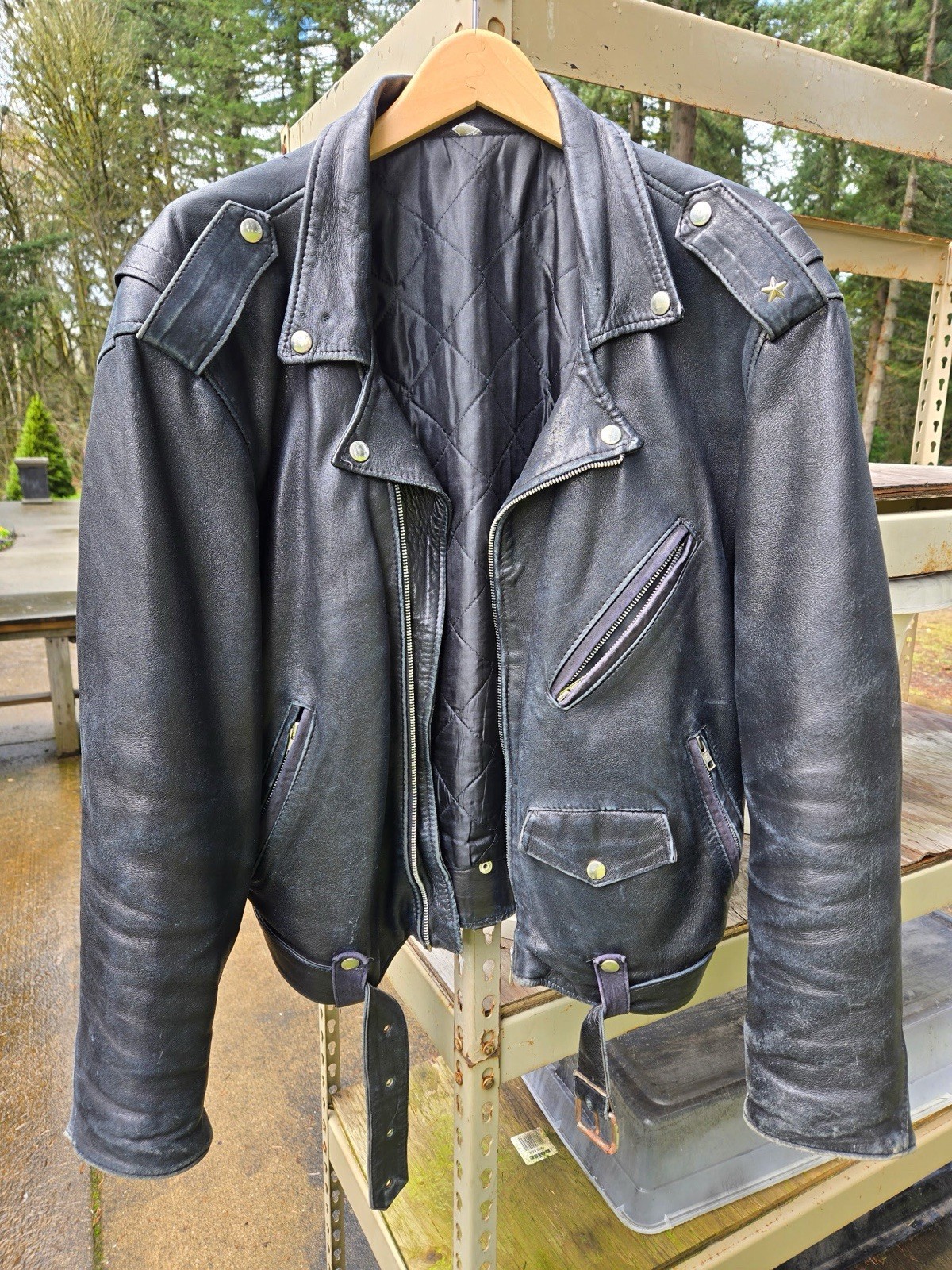Vintage 1970s Leather Biker Jacket Women’s Large Moto Motorcycle Black Soft