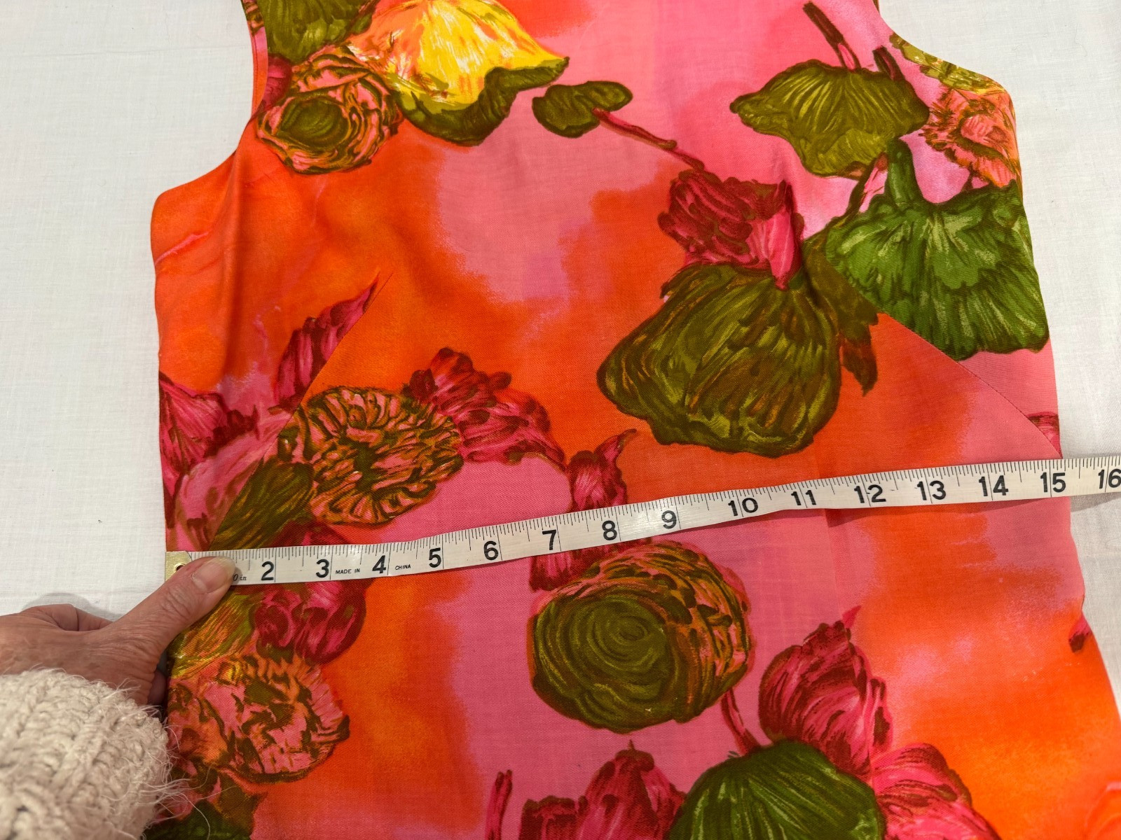 Vtg Liberty House True Hawaiian Dress Short Sleeveless Small Bright Pink Orange