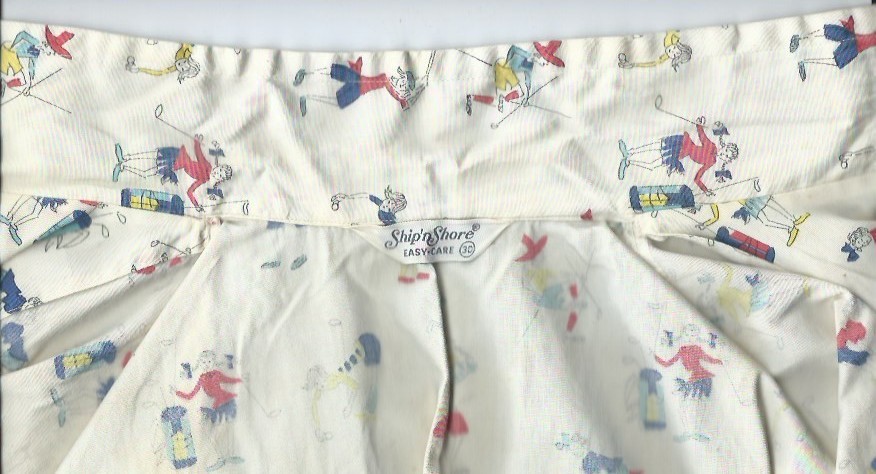 60’s vintage Ship’nShore Cotton SHIRT sleeveless BLOUSE size 30 lady GOLF motifs