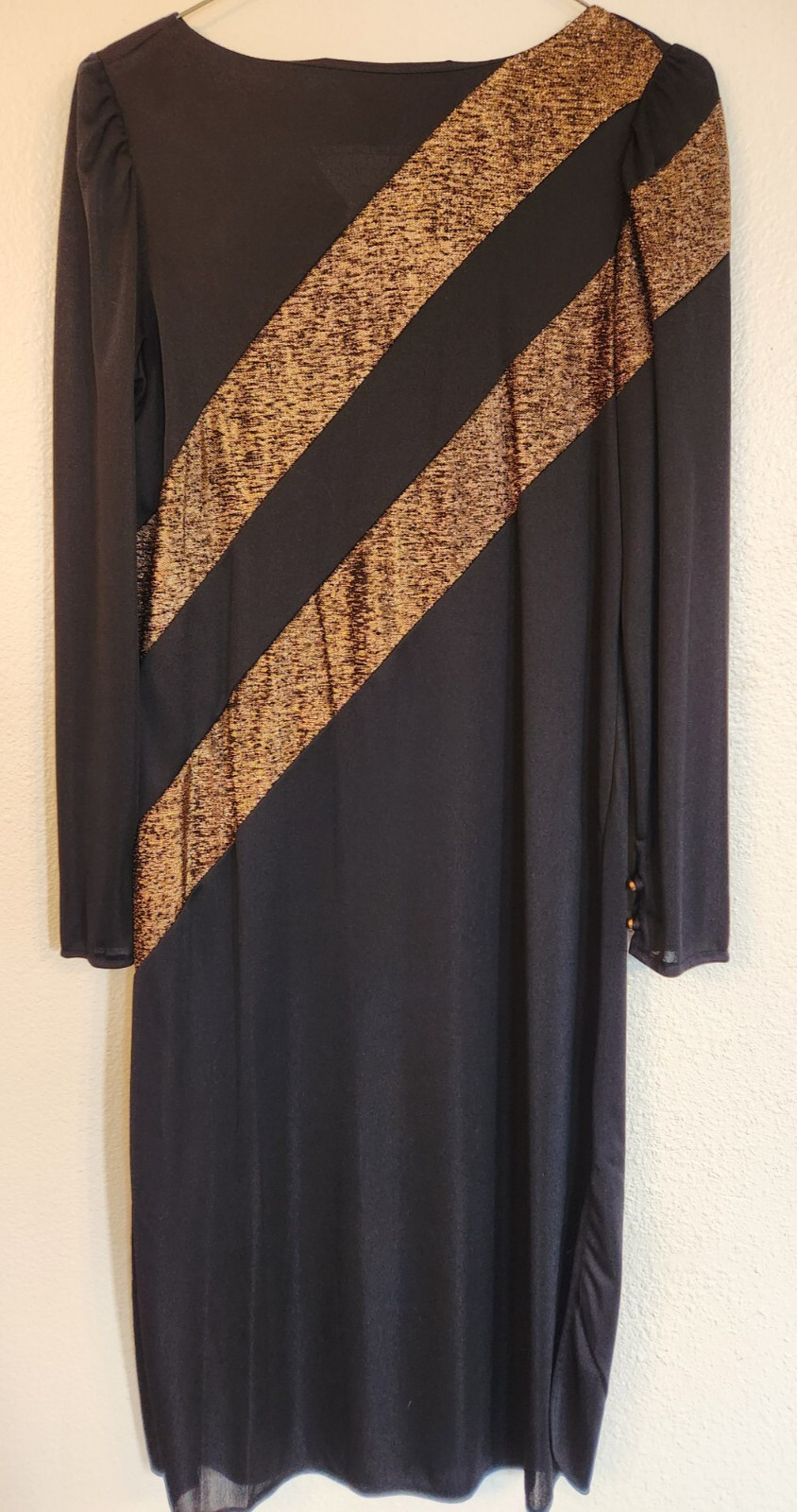 Women’s JC Penney Fashions 70’s 80’s Sheath Dress Size 5/6 Black Copper Stripes