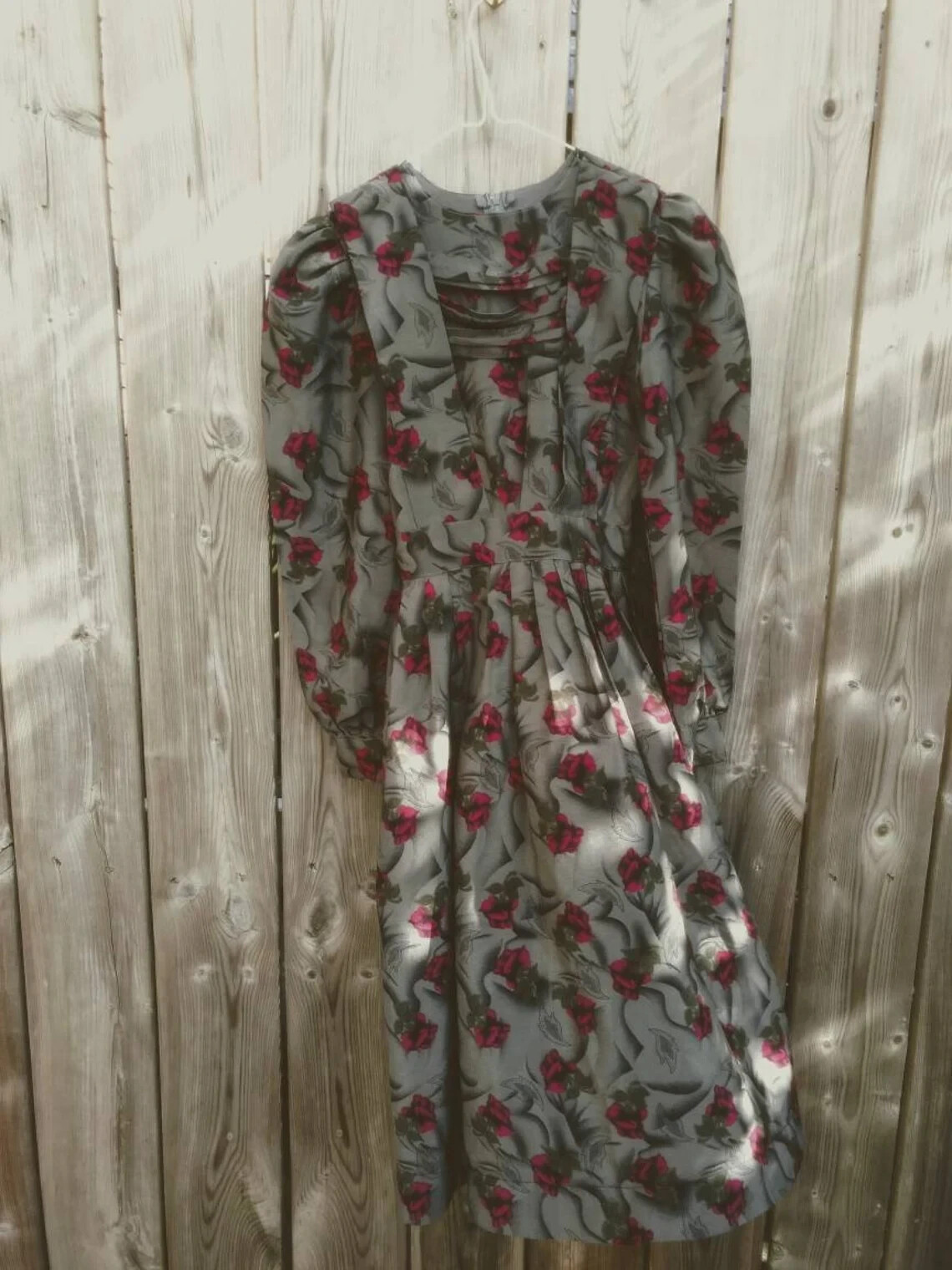 Amish Mennonite Dress Old Colony Girl Women XS 28″B 22″W Gray Pink Purple Rose