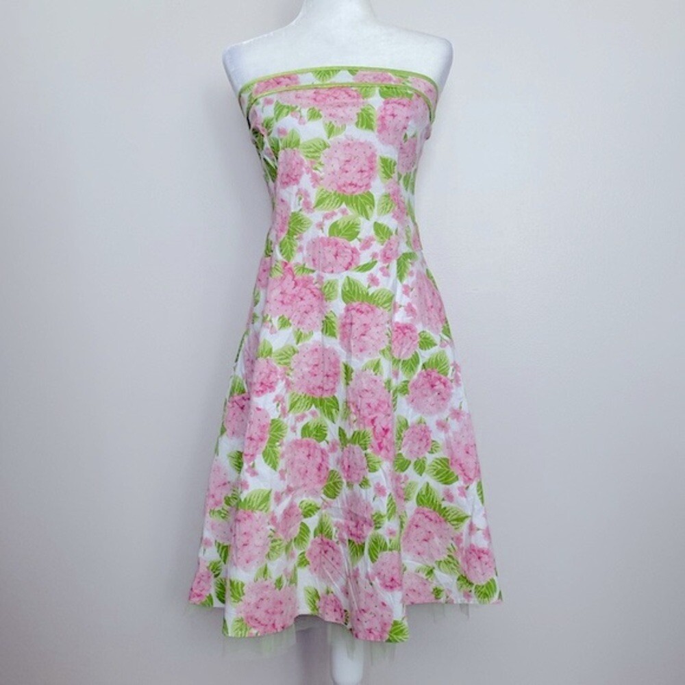 Ruby Rox vintage 90’s pink and green floral strapless dress