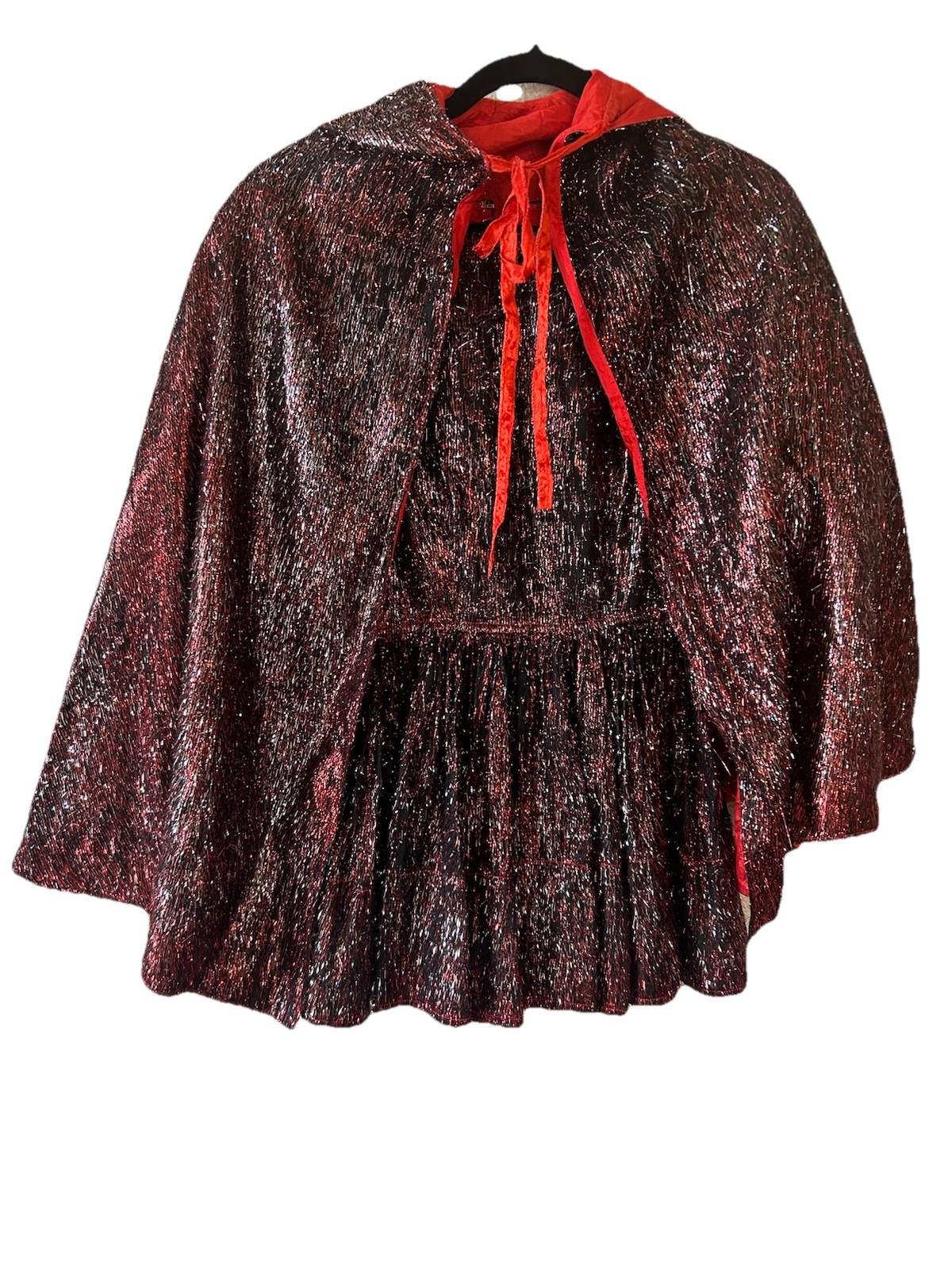 Vintage Williams Costume Metallic Mini Dress Cape Set XS/S Showgirl Burlesque