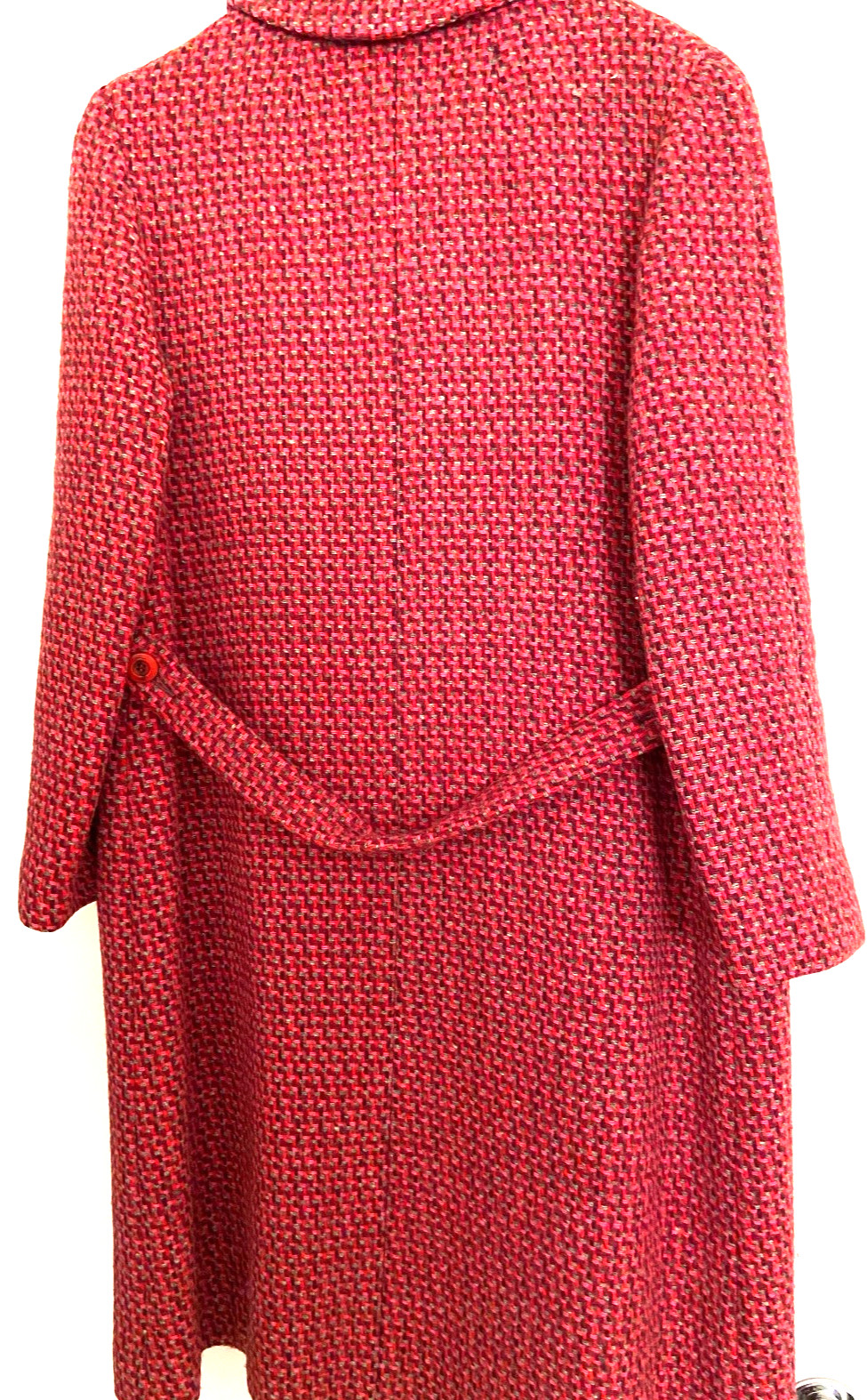 Vtg 1960’s Harris Tweed Handwoven 100% Virgin Scottish Wool Overcoat Sz M/L Red
