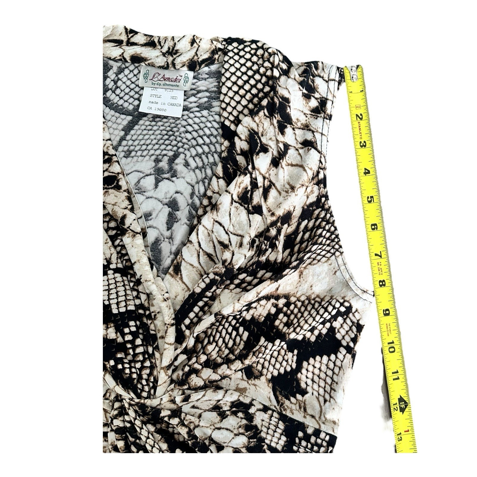 Vintage Y2K 90s L’Amadei Snakeskin Print Wrap Dress SM