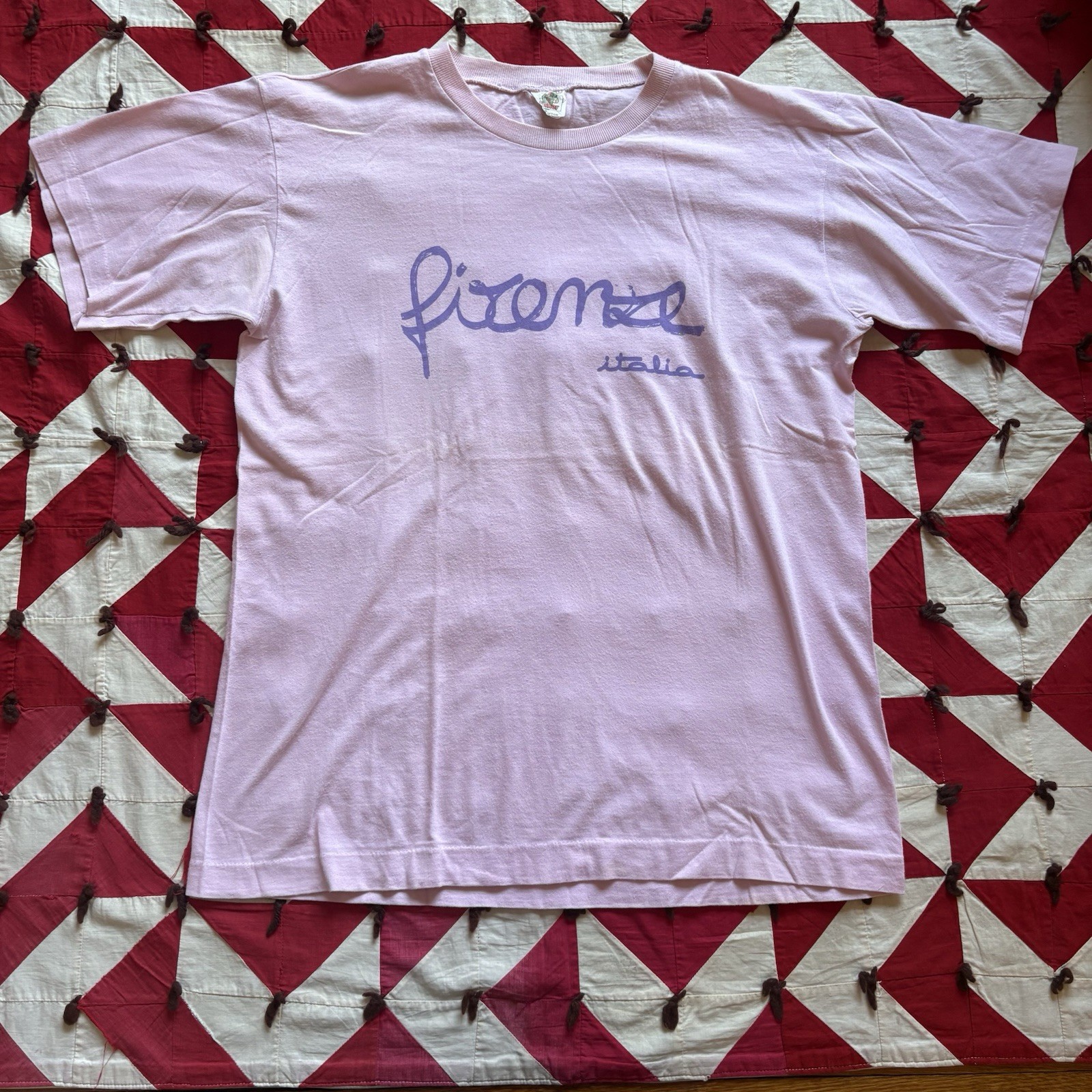 Vintage 1980s Italia Graphic T Shirt Women’s Pink Tourist As Is Worn