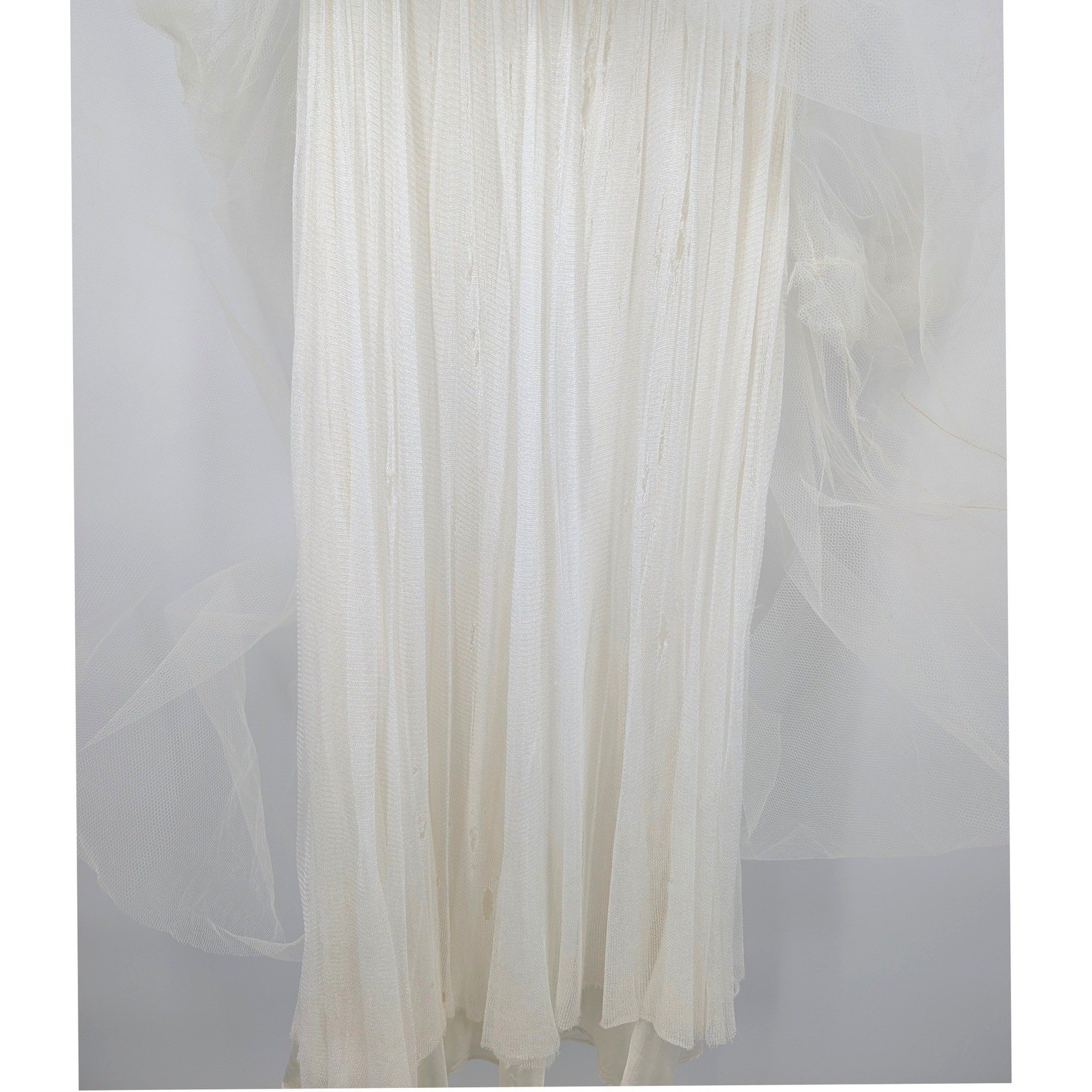 Vintage White Strapless Tulle Party Dress Detachable Shawl Fit & Flare Bridal XS