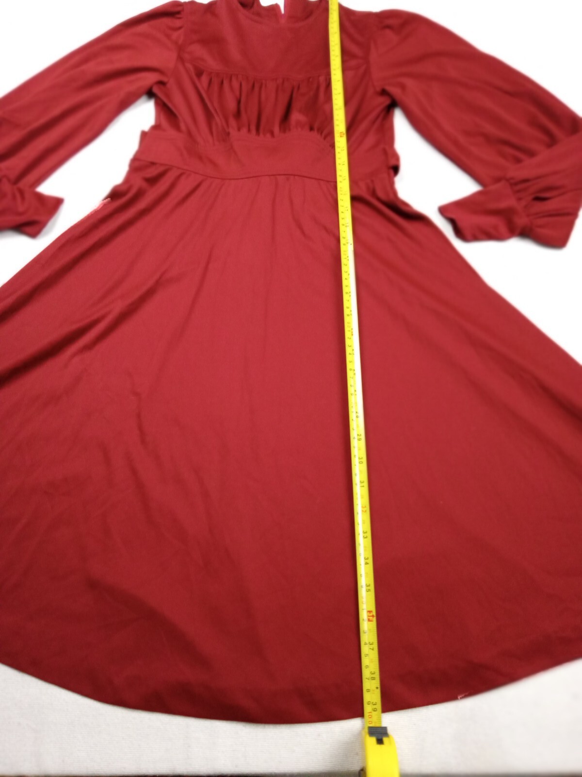 1980s Rags By Kressandra Vintage Wine Red Long Sleeve dress Size 7 Womens Strap