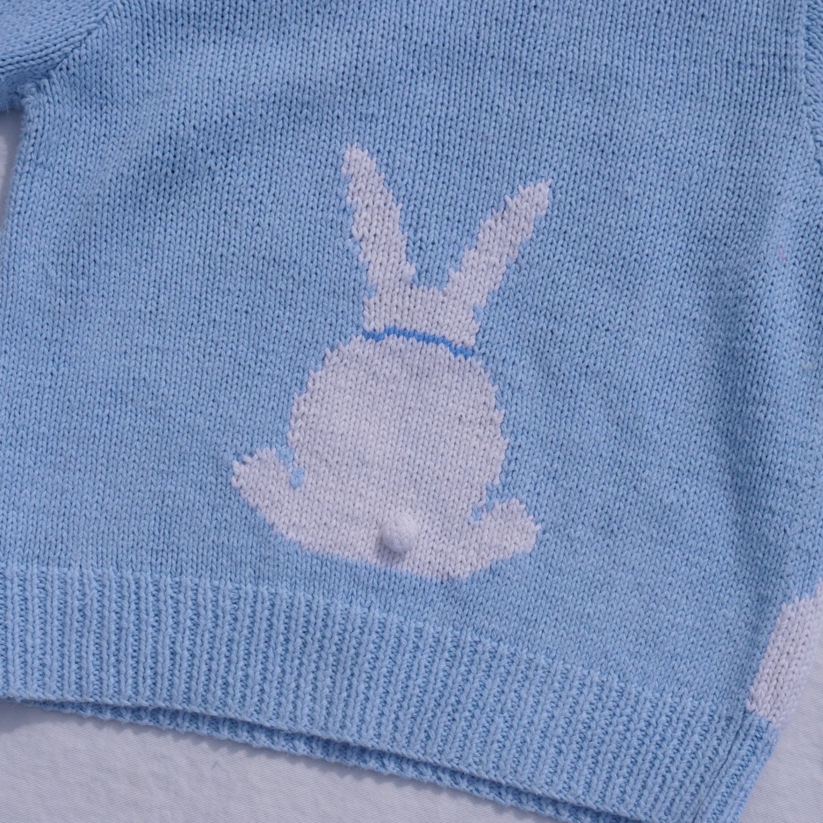 Vintage 1990s Eagle’s Eye adorable pastel bunny cotton/ramie handknit sweater