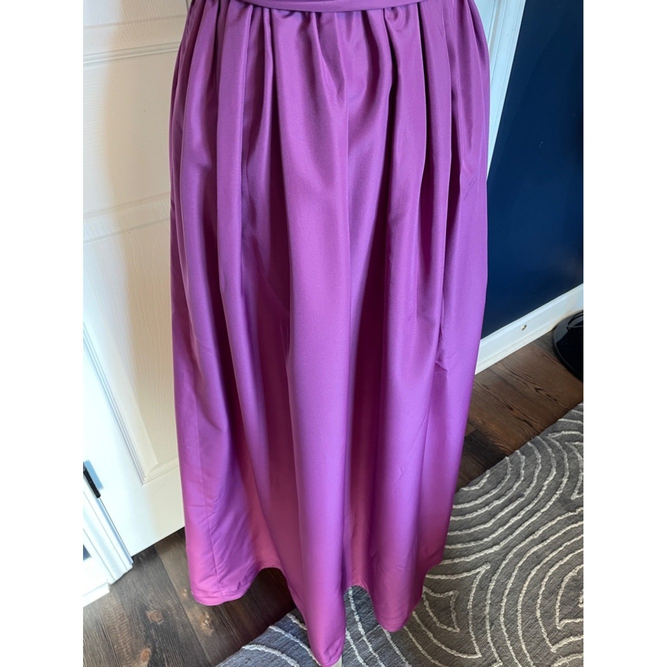 Vintage Handmade Ruffled Maxi Dress Magenta Full Skirt Size 4