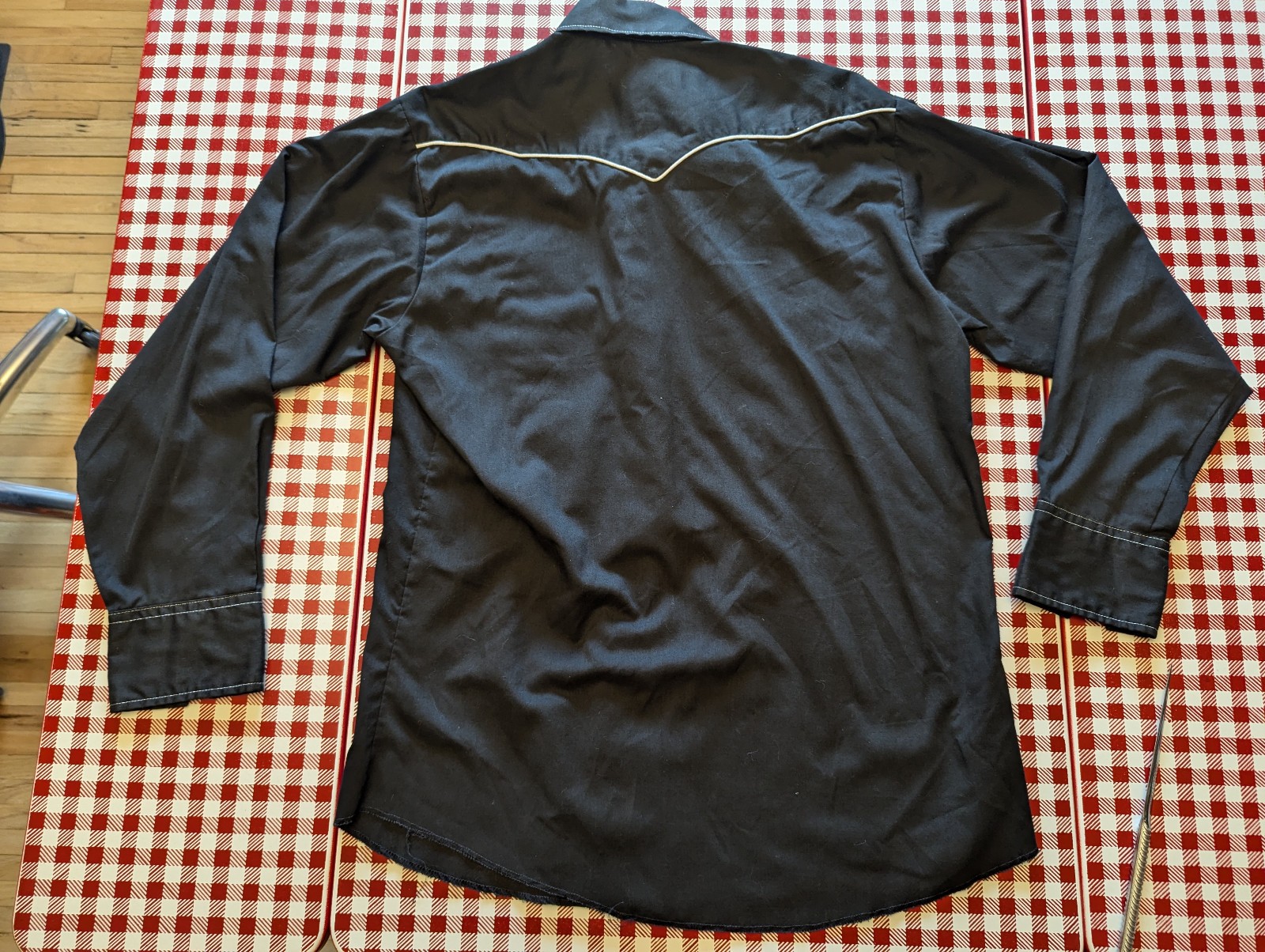 Vintage Panhandle Slim Western Bib Front Shirt Mens L Black Pearl Snap USA 80s