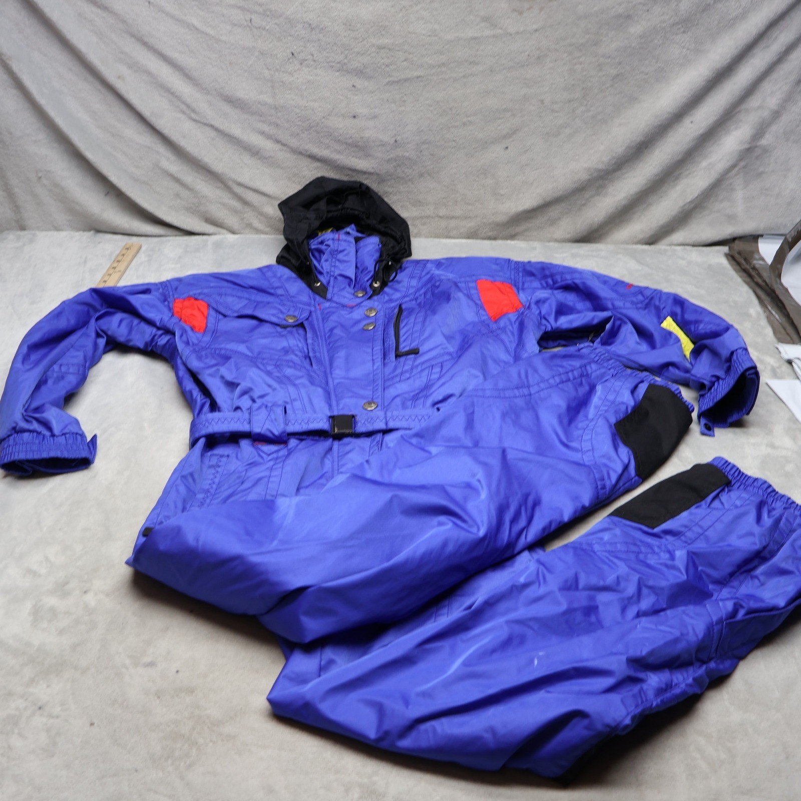 Obermeyer Snowsuit Women Large Blue Rain Wind Belted Retro Winter 80s VTG 34×35