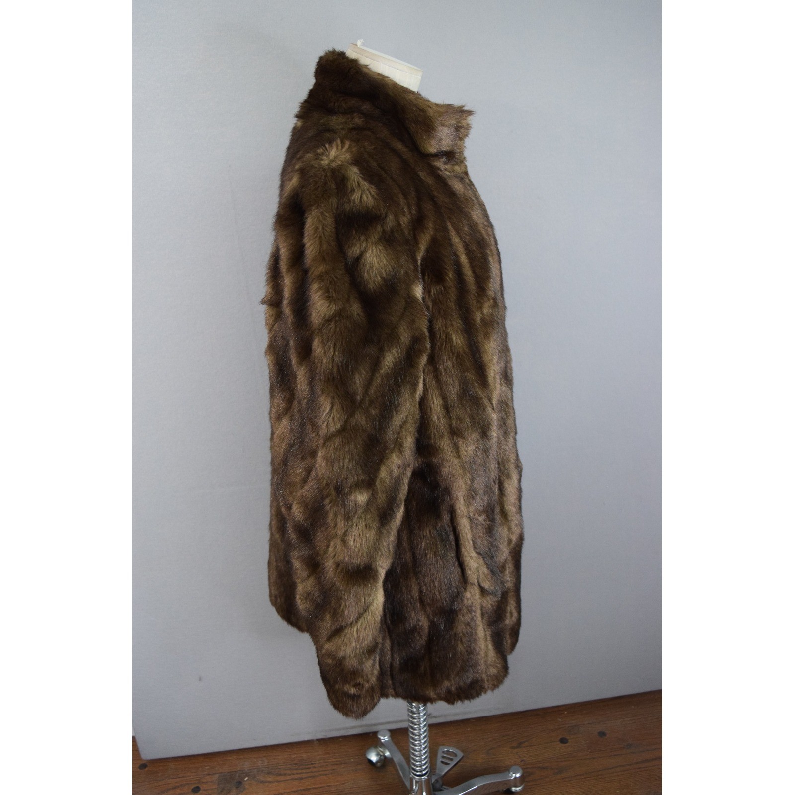 Hillmoor New York Faux Fur Coat Brown Tissavel France Vintage Womens Mob WIfe