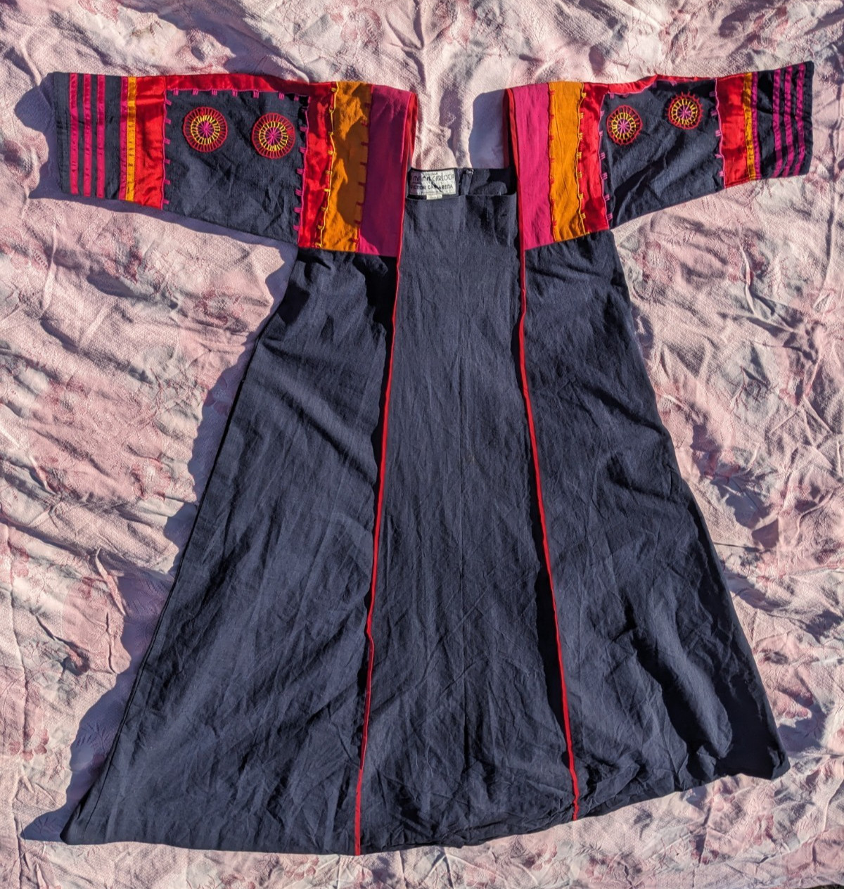 Vintage 70s Mexican Caftan Dress Bazaar D’Mama Carlota Victor Camarena Maxi S