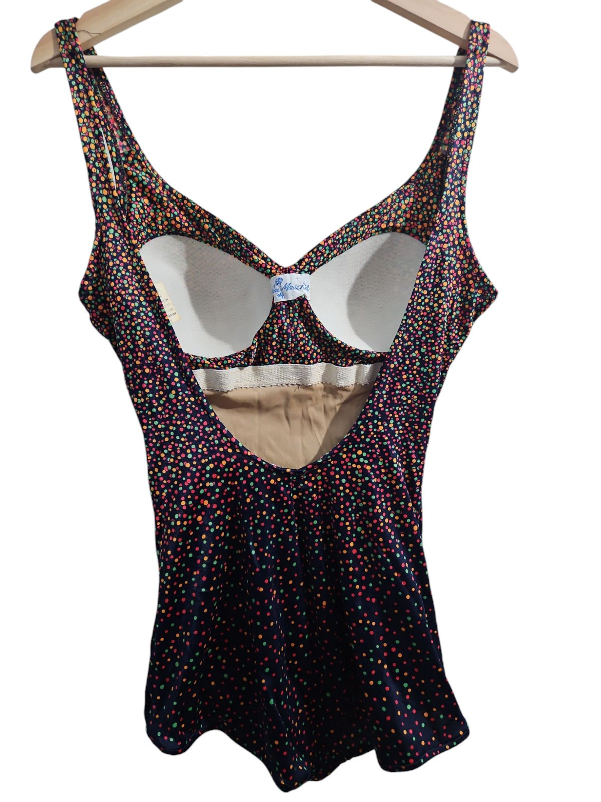 Vtg 60s Rose Marie Reid Polka Dot Swimsuit One Piece Bullet Bra Union Made Small