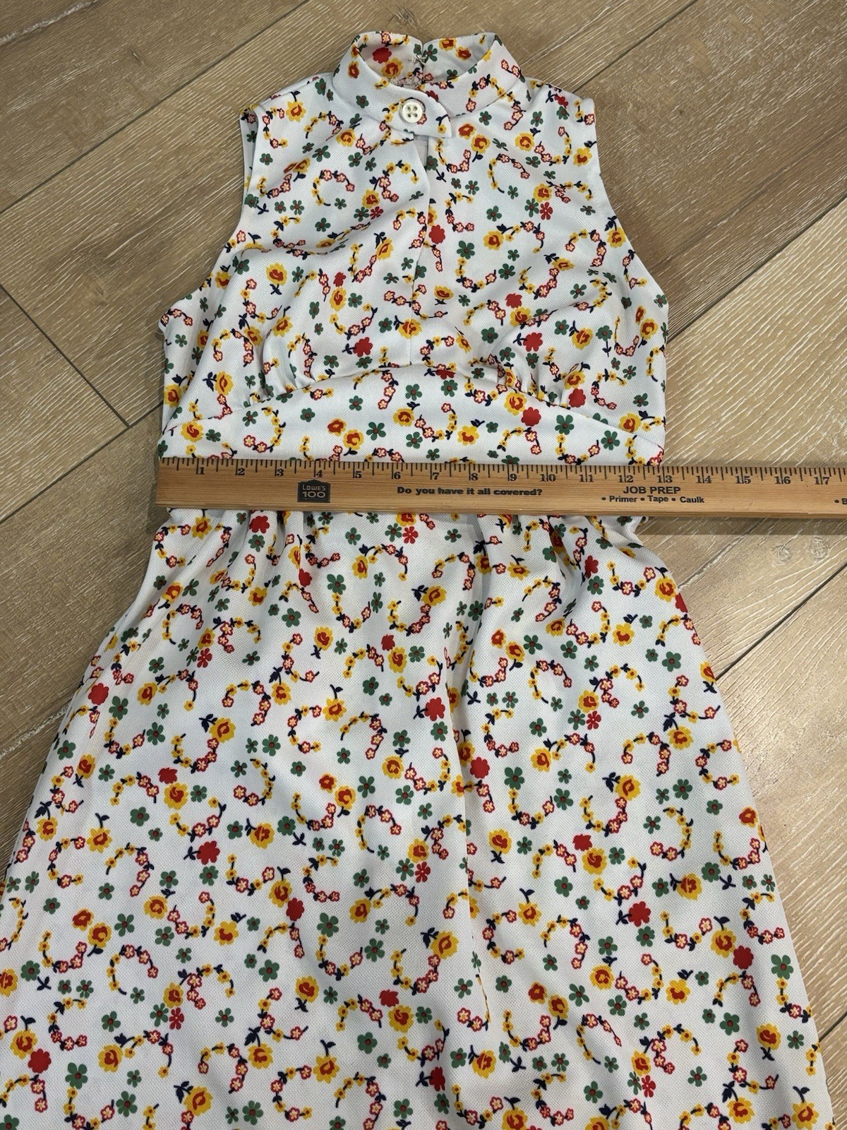 VTG 70s Gay Gibson Floral Maxi Dress Mock Neck Keyhole Sleeveless Cutout Small 9