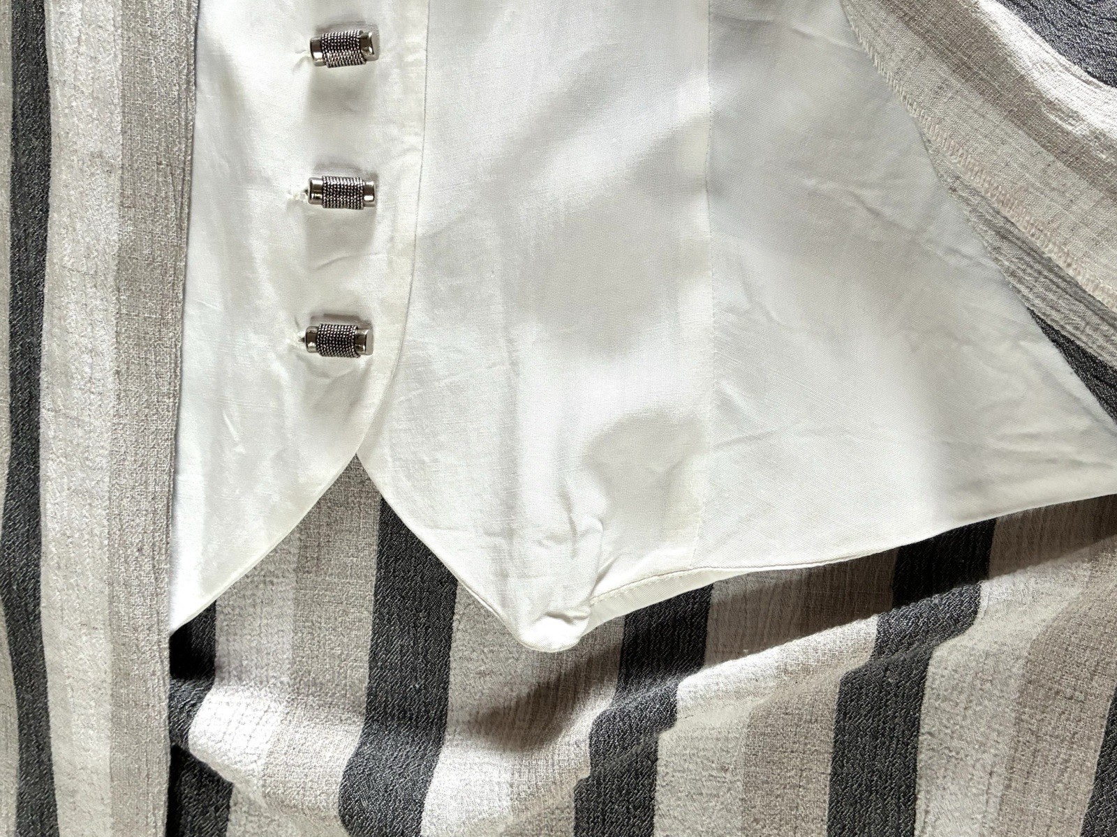 Vintage 90s Striped Jacket Attached Blouse Size L XL Lightweight Career USA