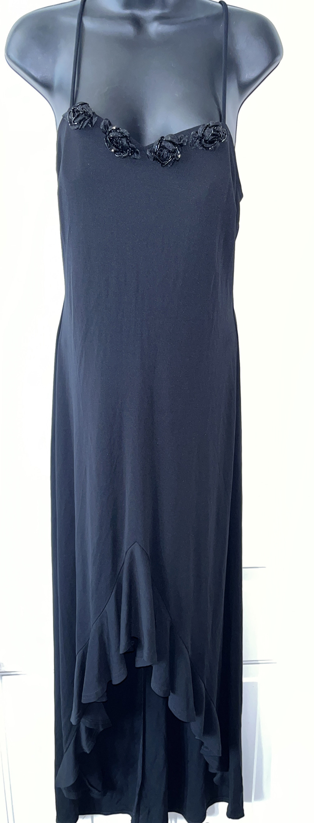 Vintage Joseph Ribkoff Black Spaghetti Strap Stretchy Dress Size 12