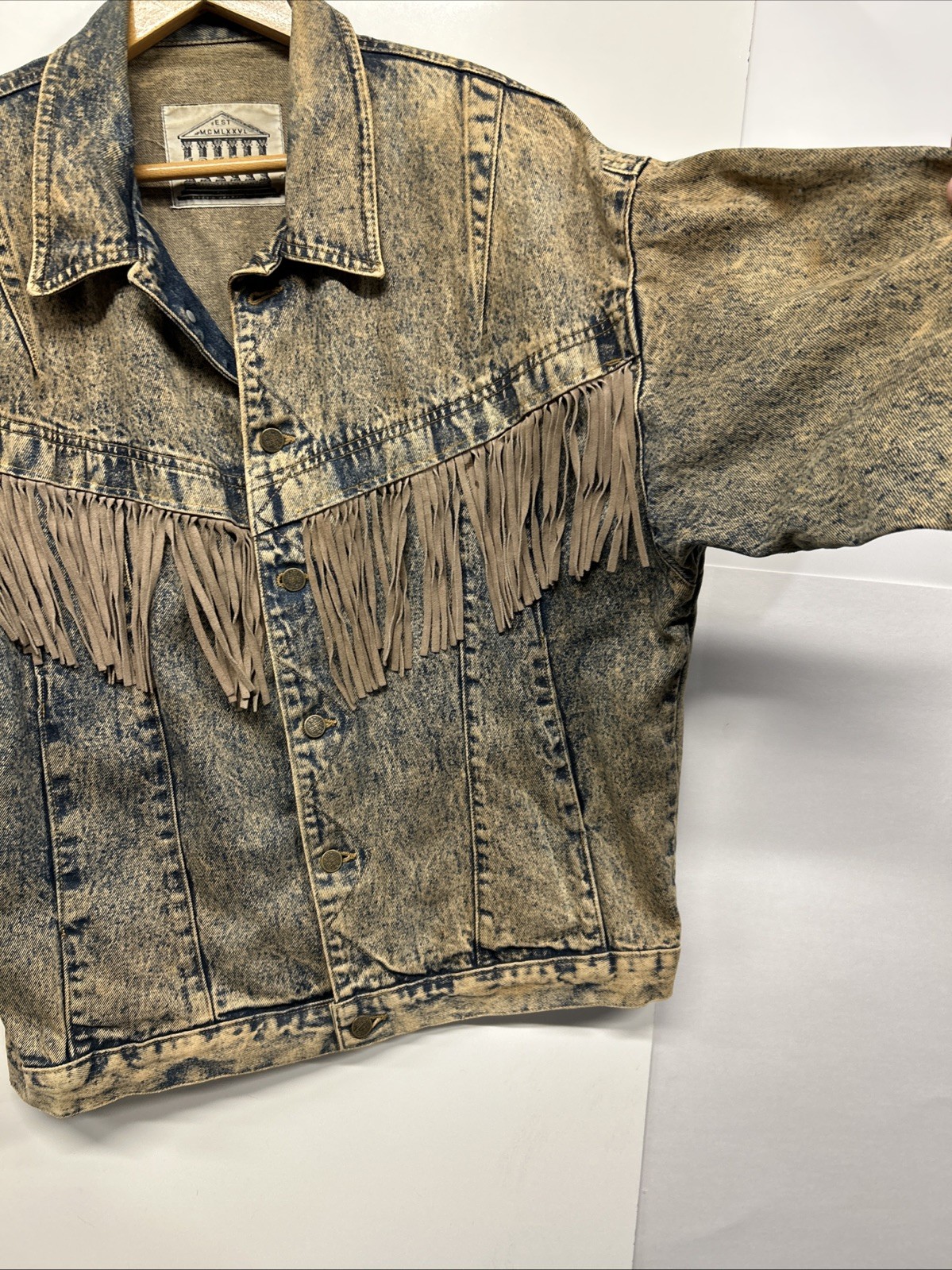 Vintage 70’s 80’s JouJou Denim Fringe Jacket Distressed Grunge Made in USA