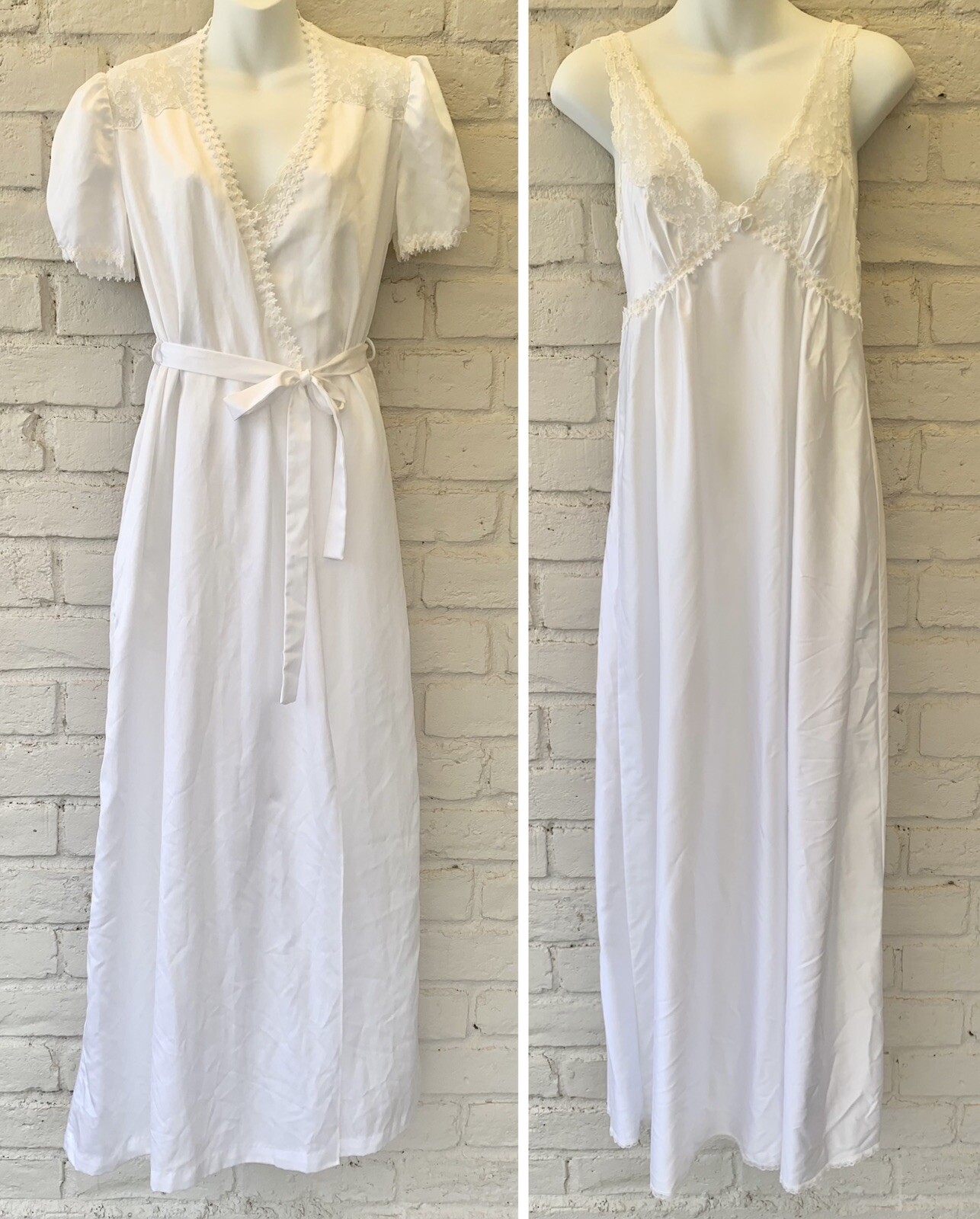 VTG Carole Hochman for Chevette Nightgown Robe Set Robe Cottage core Prairie SM