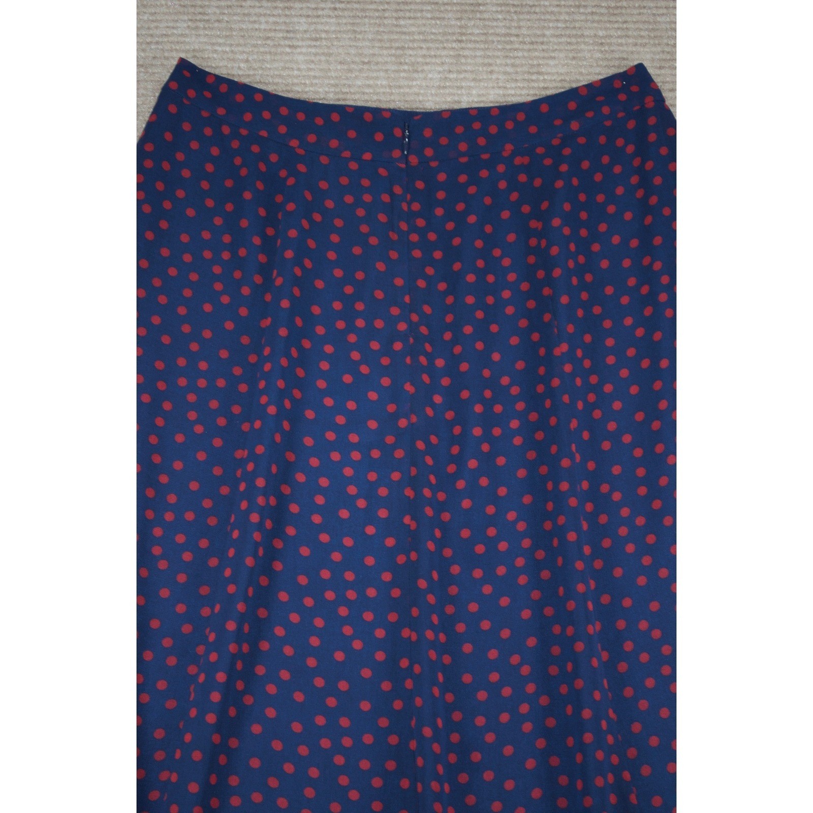 Boden Serena Navy Blue Red Polka Dot A Line Midi Skirt Twee Preppy Chiffon Sz 12