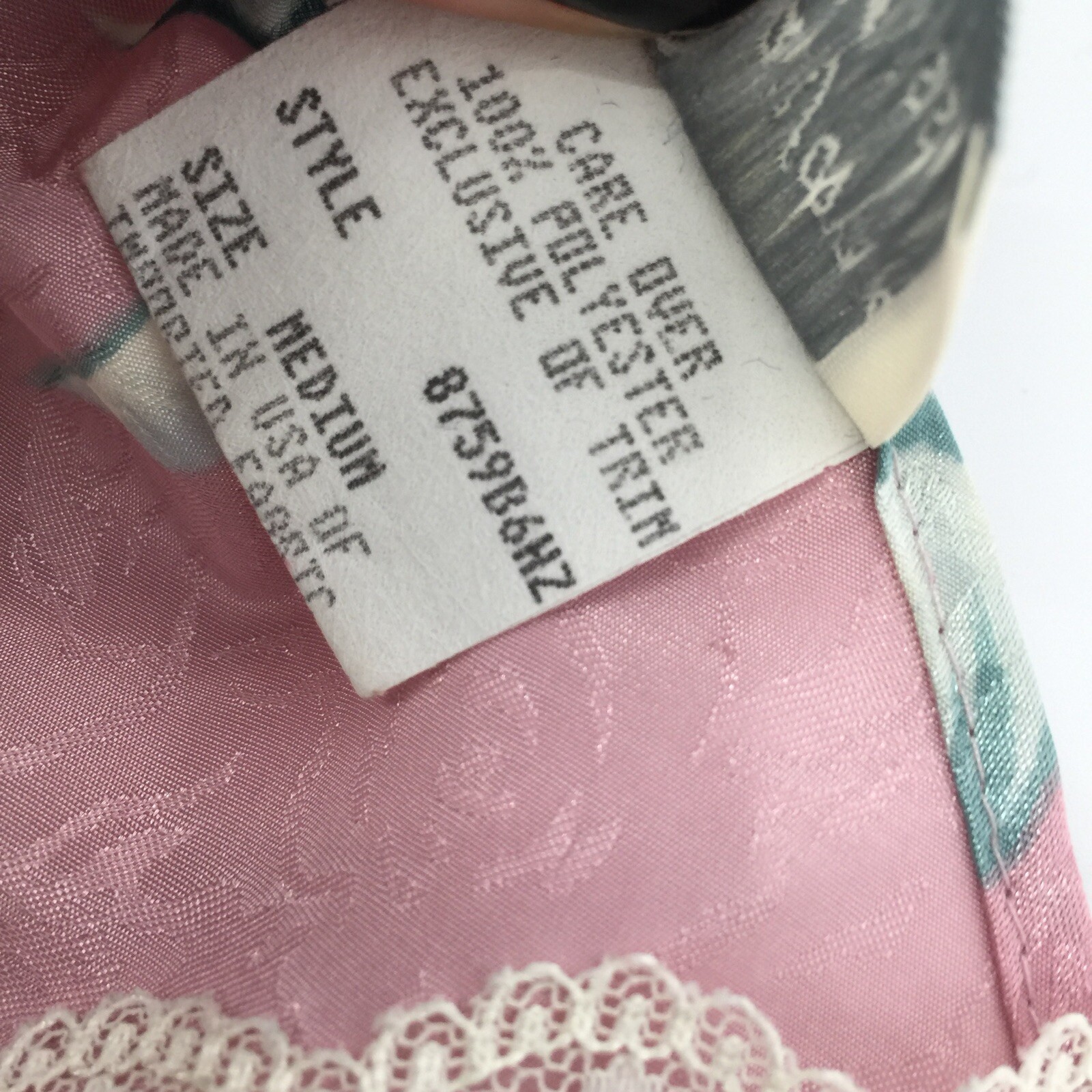 Vintage 80s California Miss Floral Print Lingerie Dress Size Medium Pink Satin M