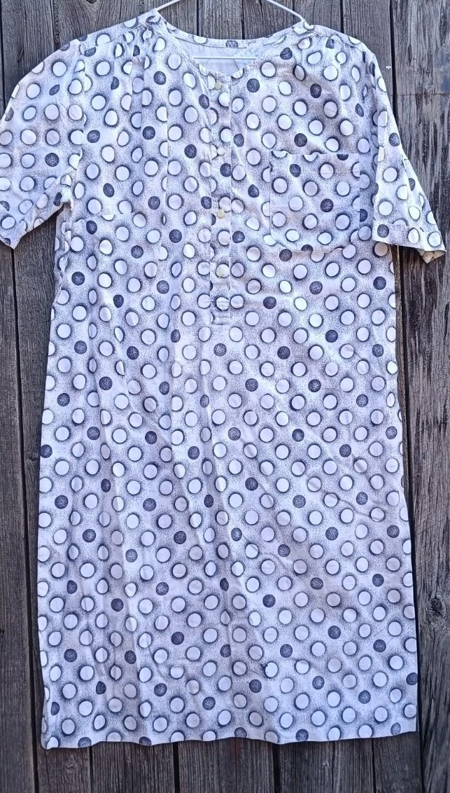 Vintage Dress Womens L XL Blue White Polka Dot Polka Dot Handmade Viscose Unique 80