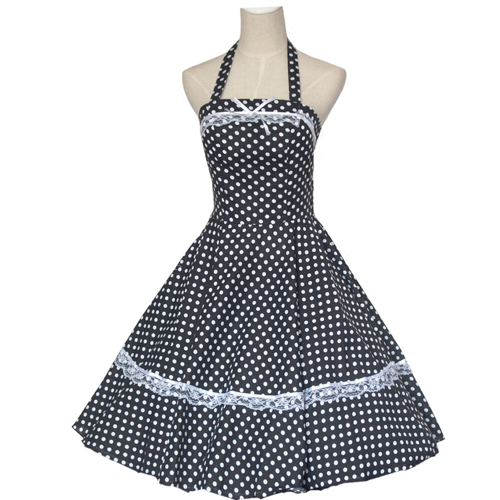 Womens 50s 60s 70s Vintage Retro Rockbilly Swing Dress Pinup Party Polka Dot