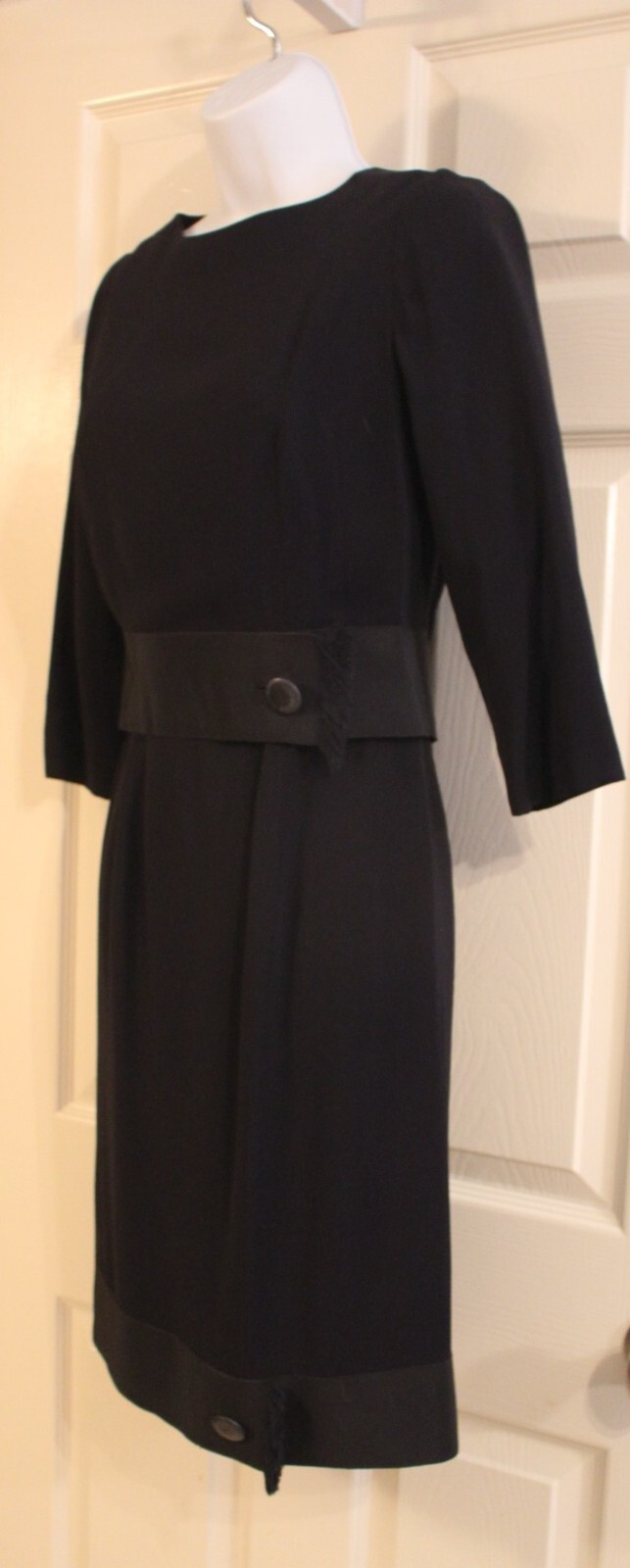 Maurice Rentner 60’s Vintage Silk Dark Navy Dress with Jacket Overlay (Small)
