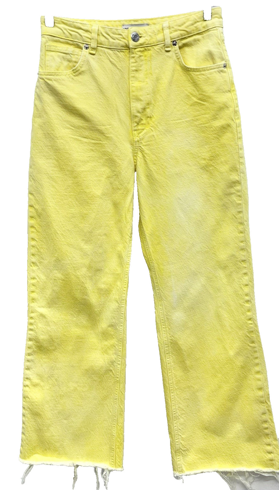 VTG Zara Women Size 6 Faded Yellow Wide Leg Denim Jeans High Rise 100% Cotton