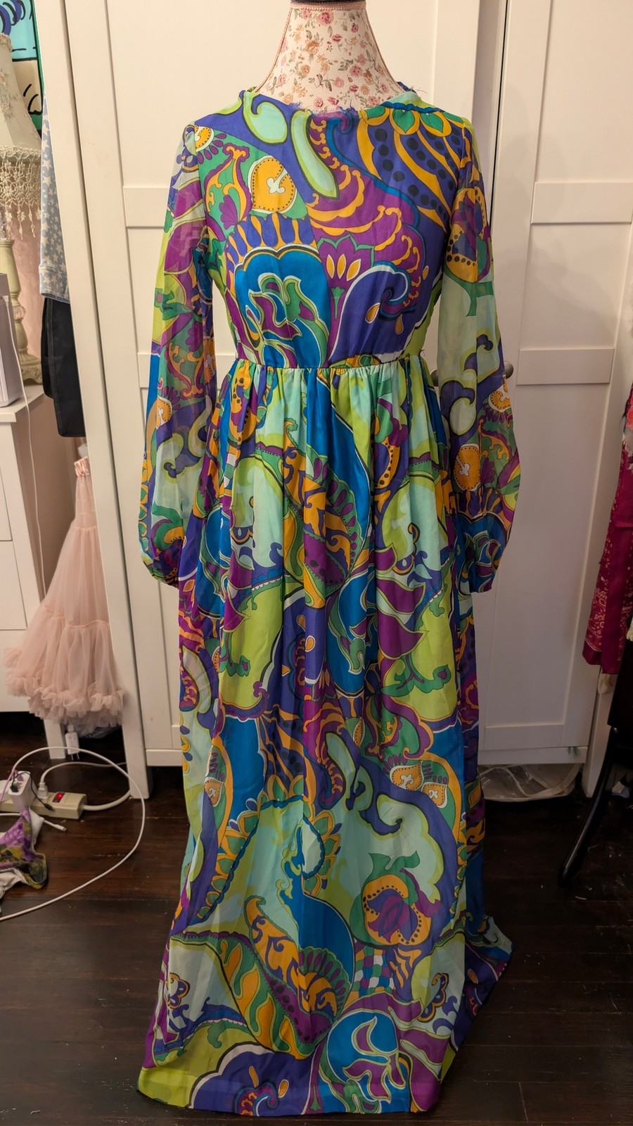 Incredible 1960’s Psychedelic Murray Hamburger&co. Maxi Dress