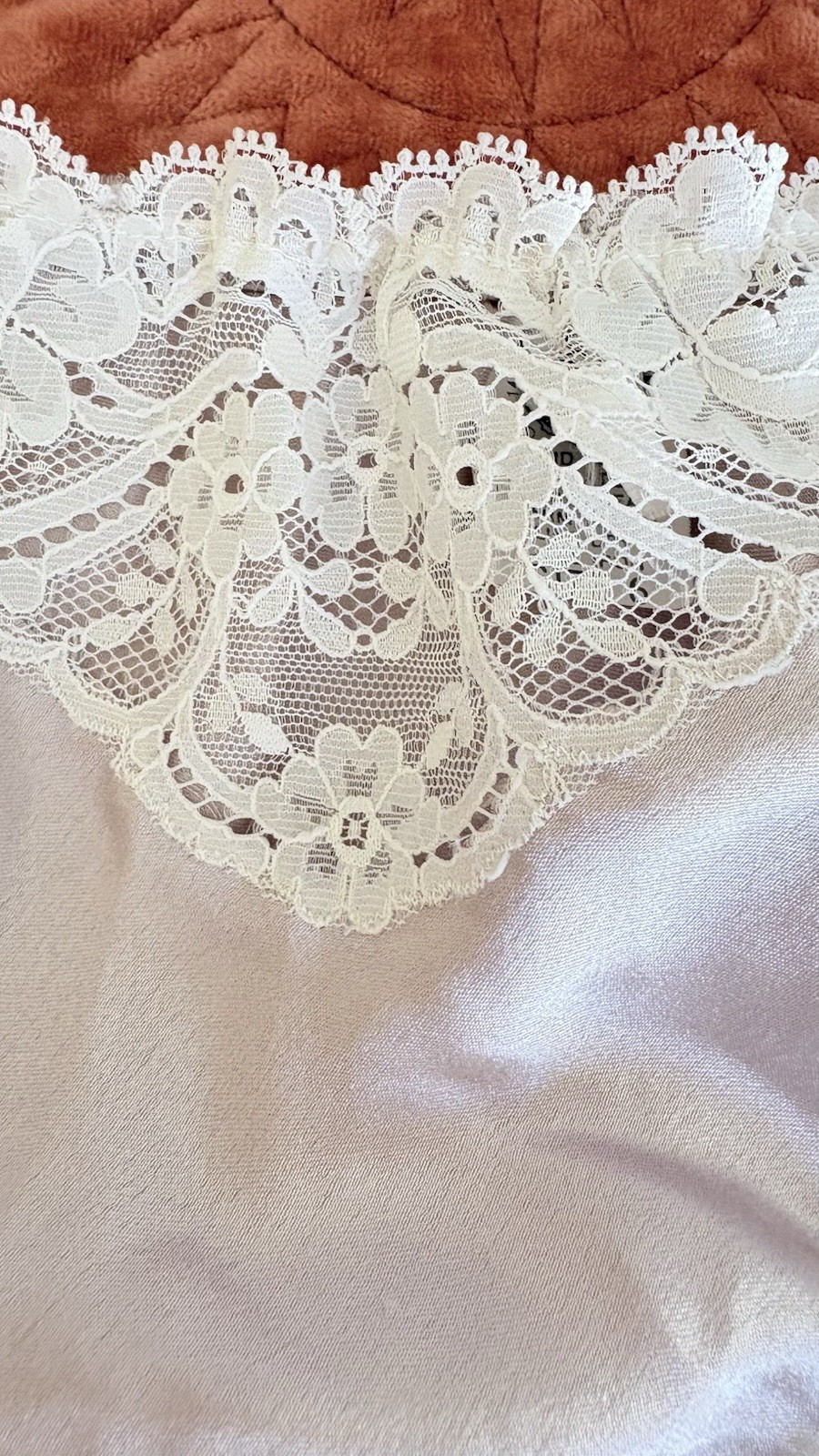 Christian Dior Vintage Cafe Au Lait Satin Lace Panties Size 6 Made in USA NWT