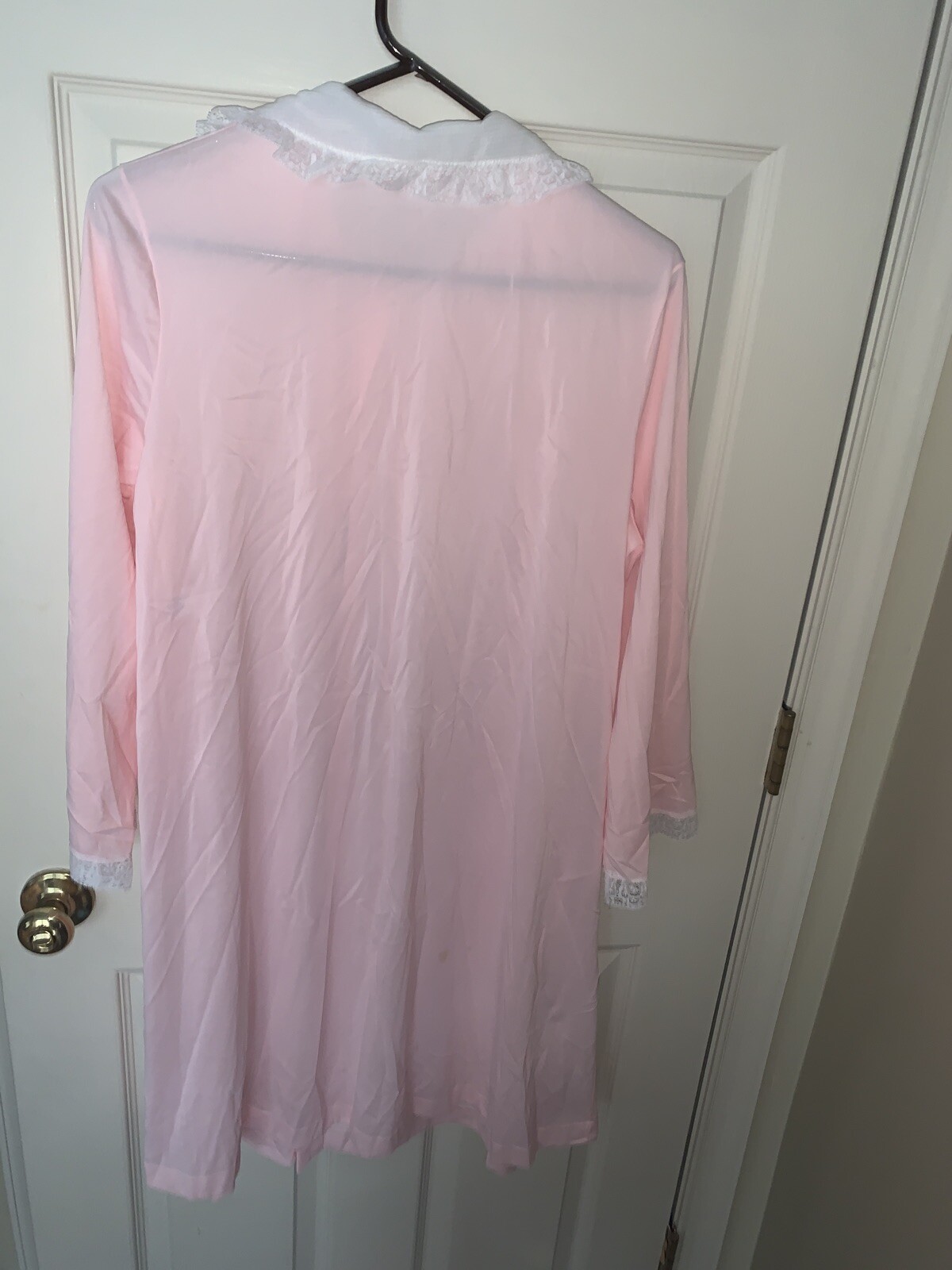 Vintage Vanity Fair Pretty Pink Boudoir Robe Sz 38 Satin Ruffle Accent ❤️tb11j3