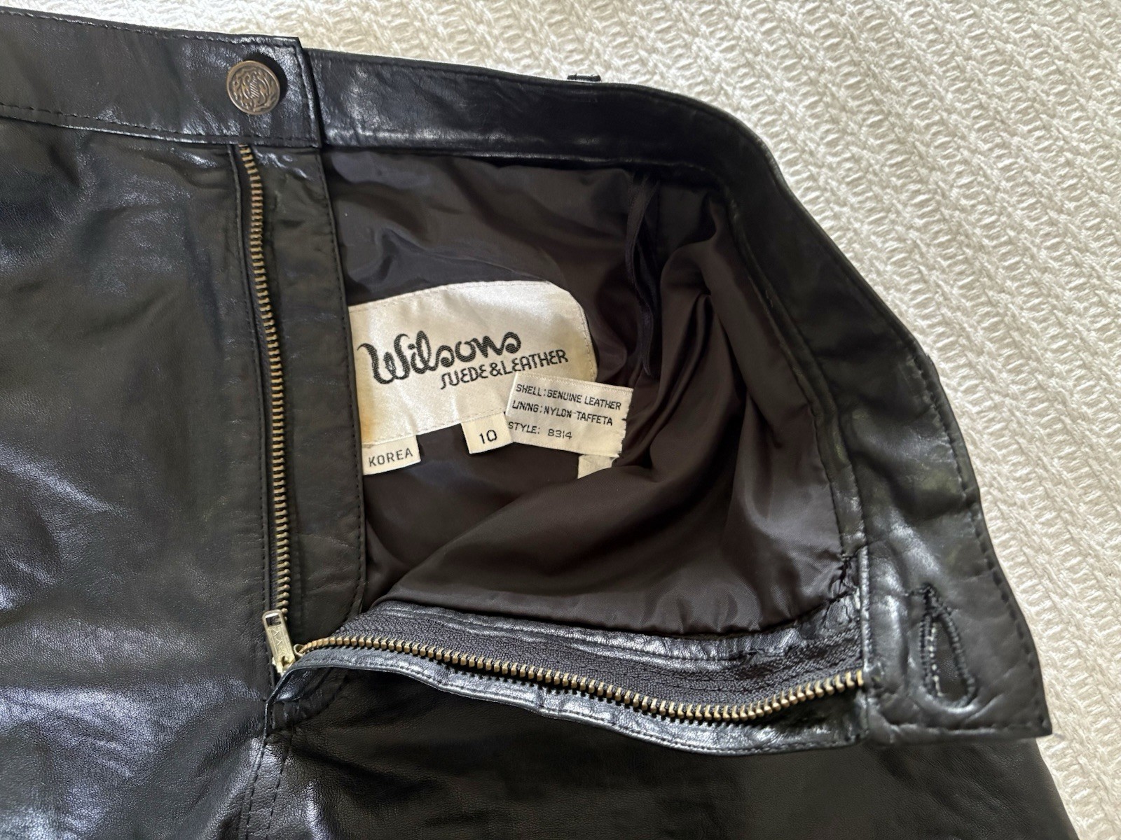 Vintage 80s Wilsons Glossy Black Leather Shorts Goth Biker Rocker Metal Sz10