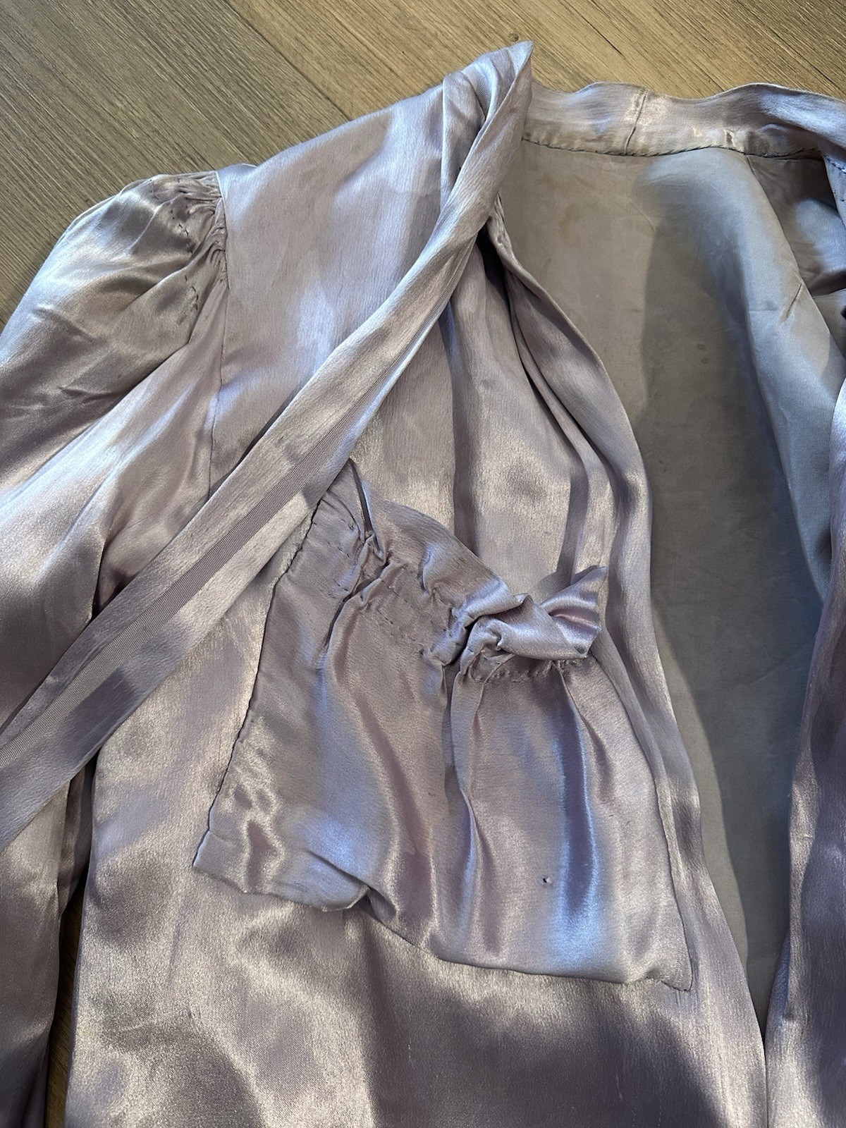 20s 30s Vintage Silk Satin Bed Jacket Lilac Purple Antique