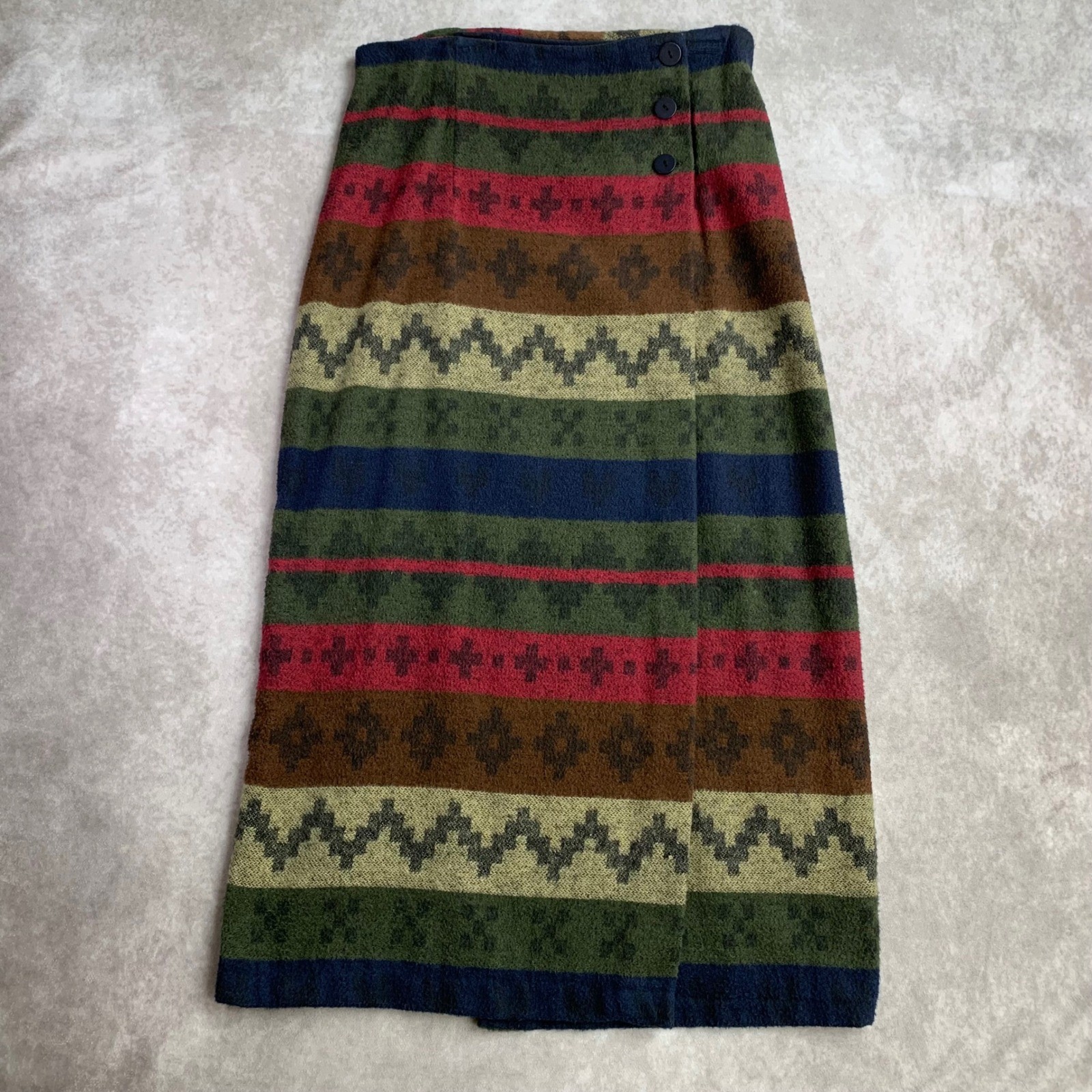 Bonjour Vintage Southwestern Knit Maxi Skirt Multicolor Geometric Made in USA 9