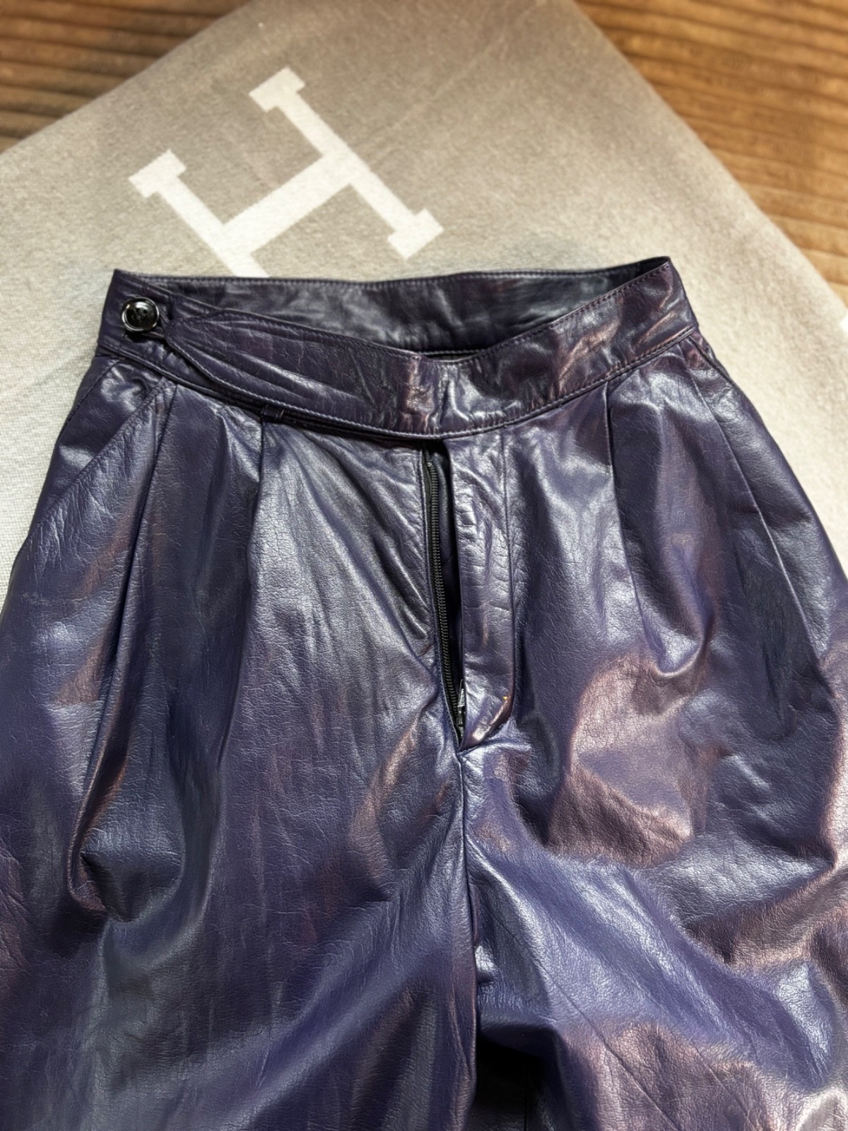 Vintage 1980s Leather Pants Liz Roberts Robert Elliot Natural Comfort Pockets